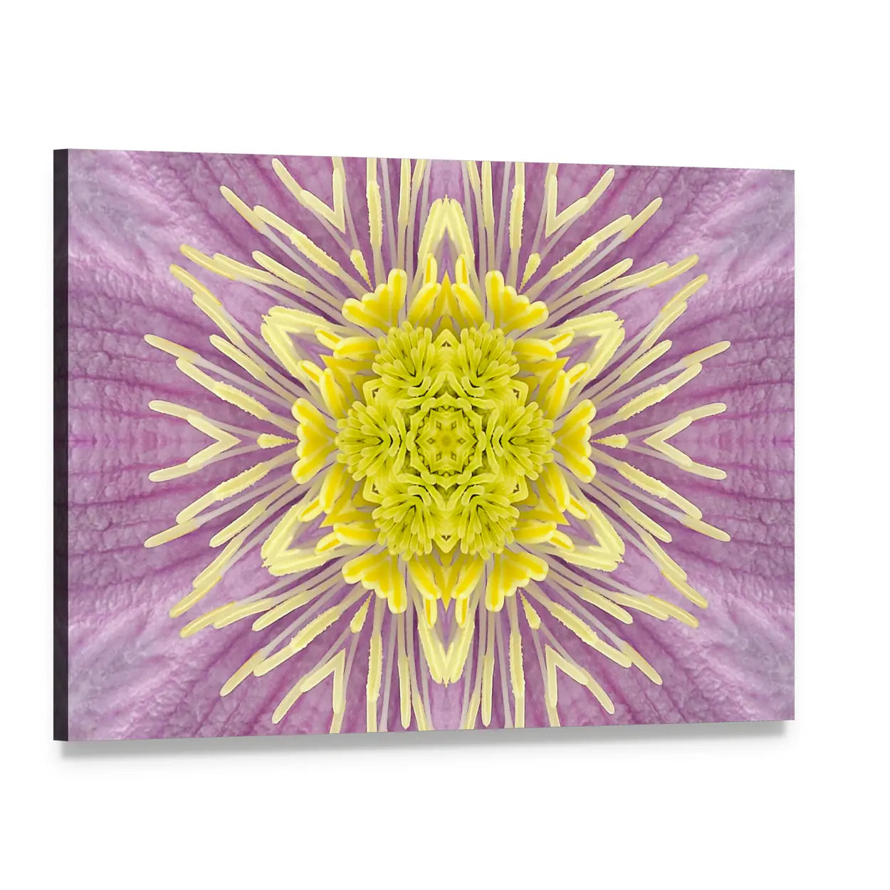 Mandala Kaleidoscope Flower Canvas Wall Art, single panel gallery wrapped canvas, angled product view