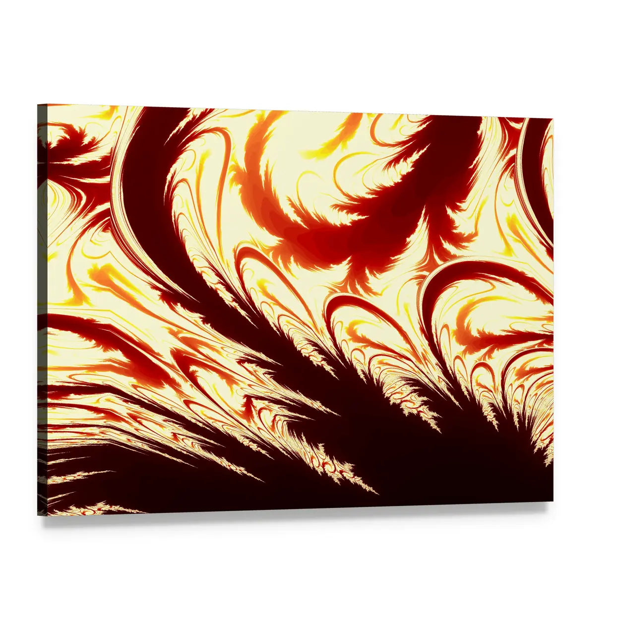 Fractal Flame Feather Illustration Canvas Wall Art, single panel gallery wrapped canvas, angled product view
