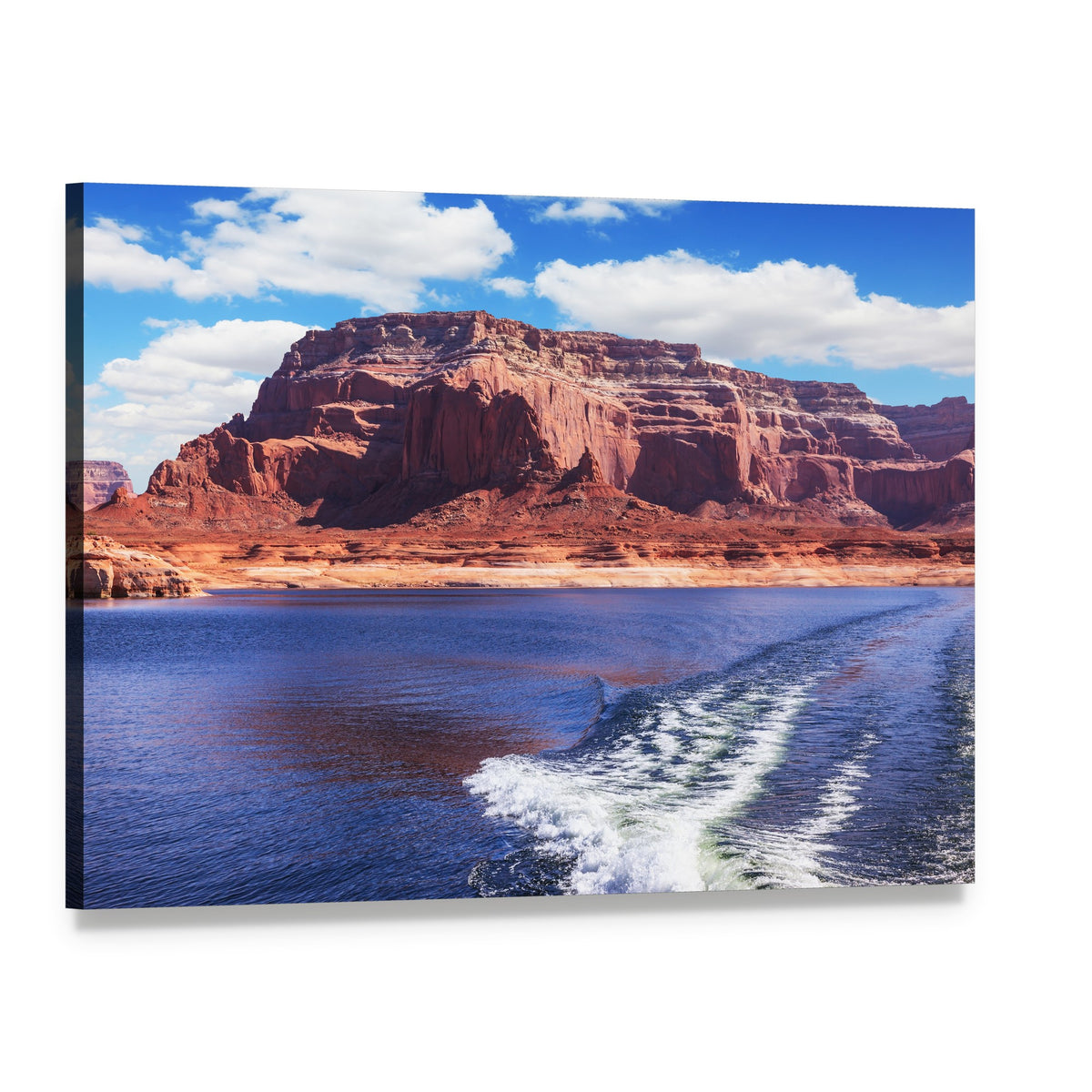 Lake Powell with Boat Wake Canvas Wall Art, single panel gallery wrapped canvas, angled product view
