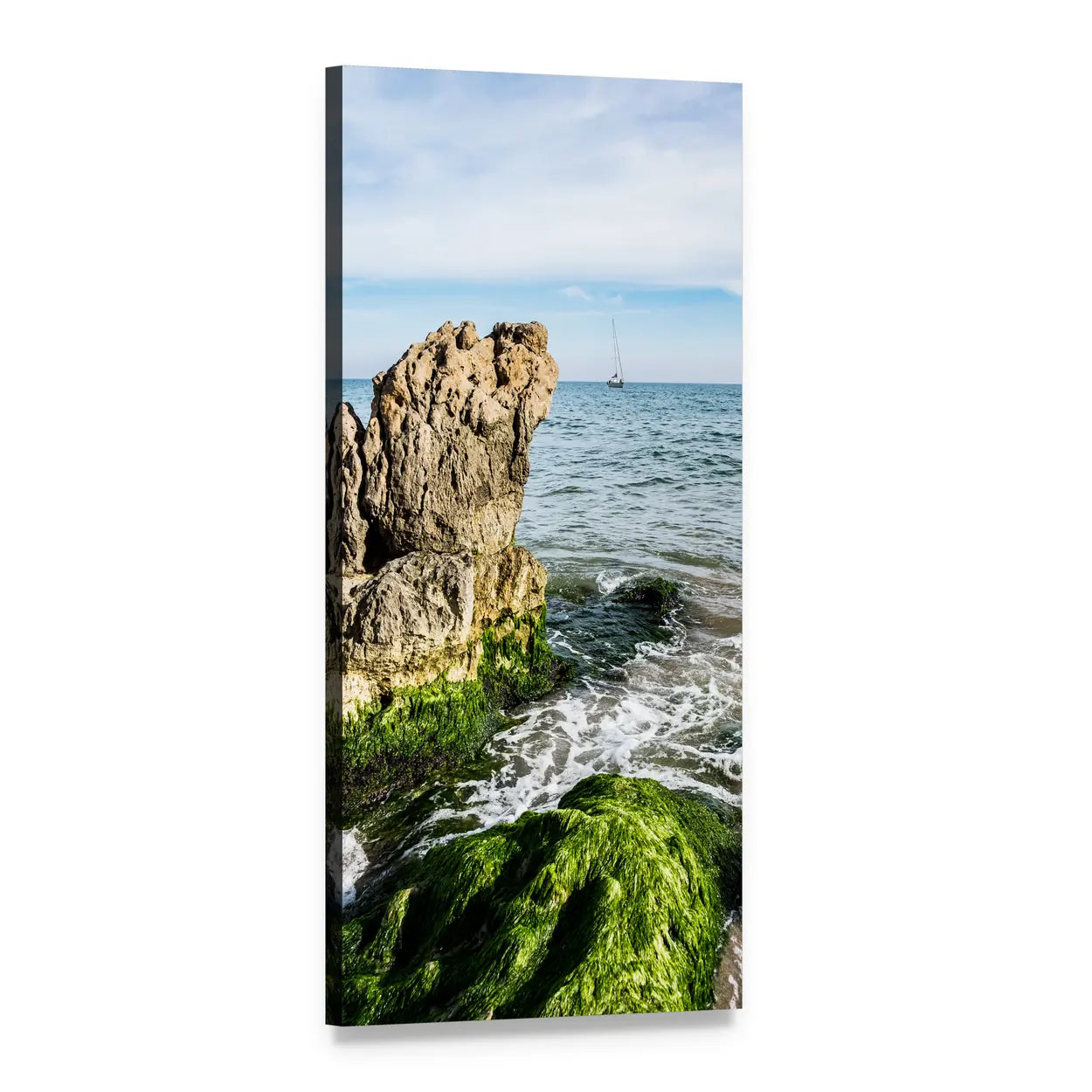 Sea Waves in Summer Vertical Canvas Wall Art, 1 panel 1 Vertical layout gallery wrapped canvas set, angled product view