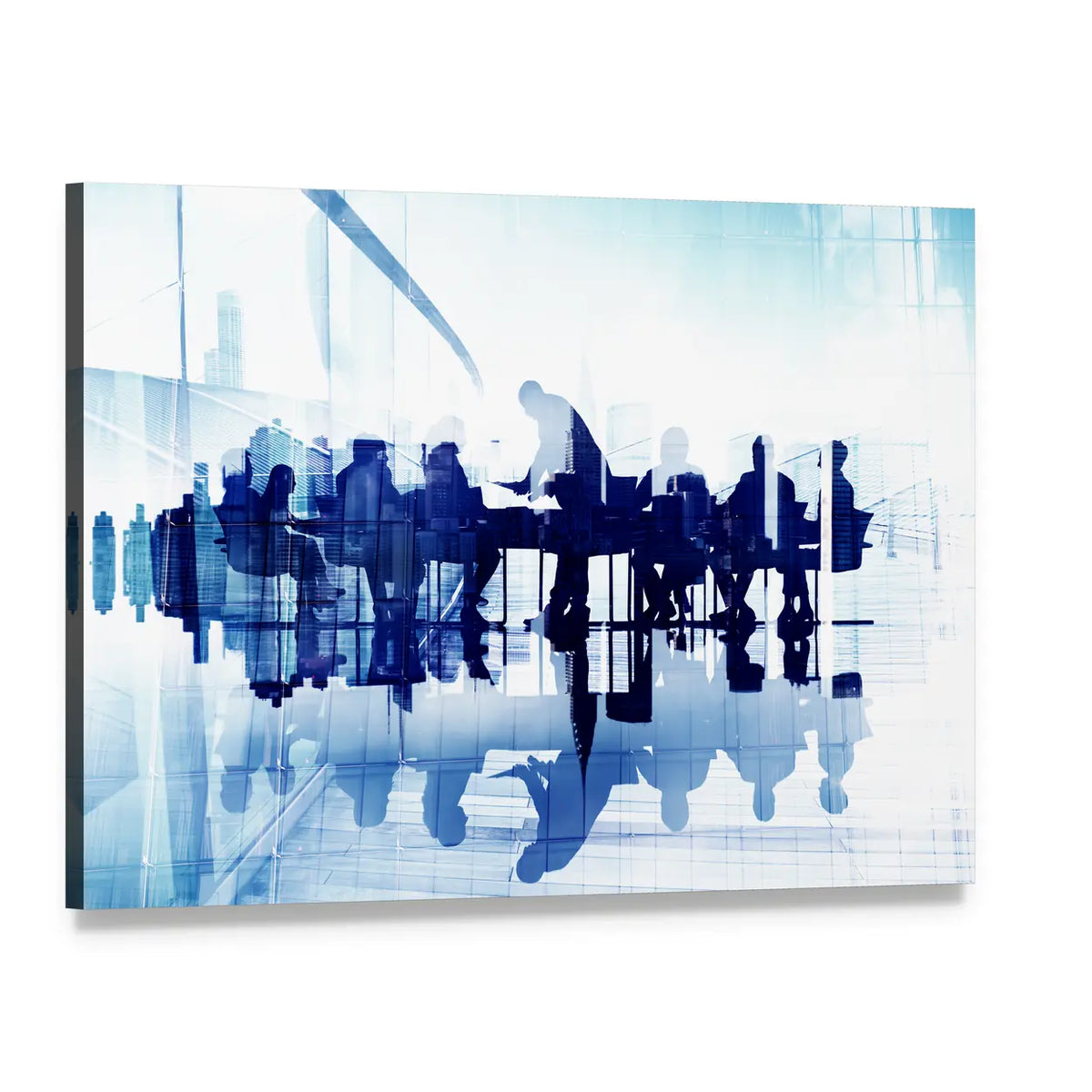 Business Meeting Double Exposure Canvas Wall Art, single panel gallery wrapped canvas, angled product view