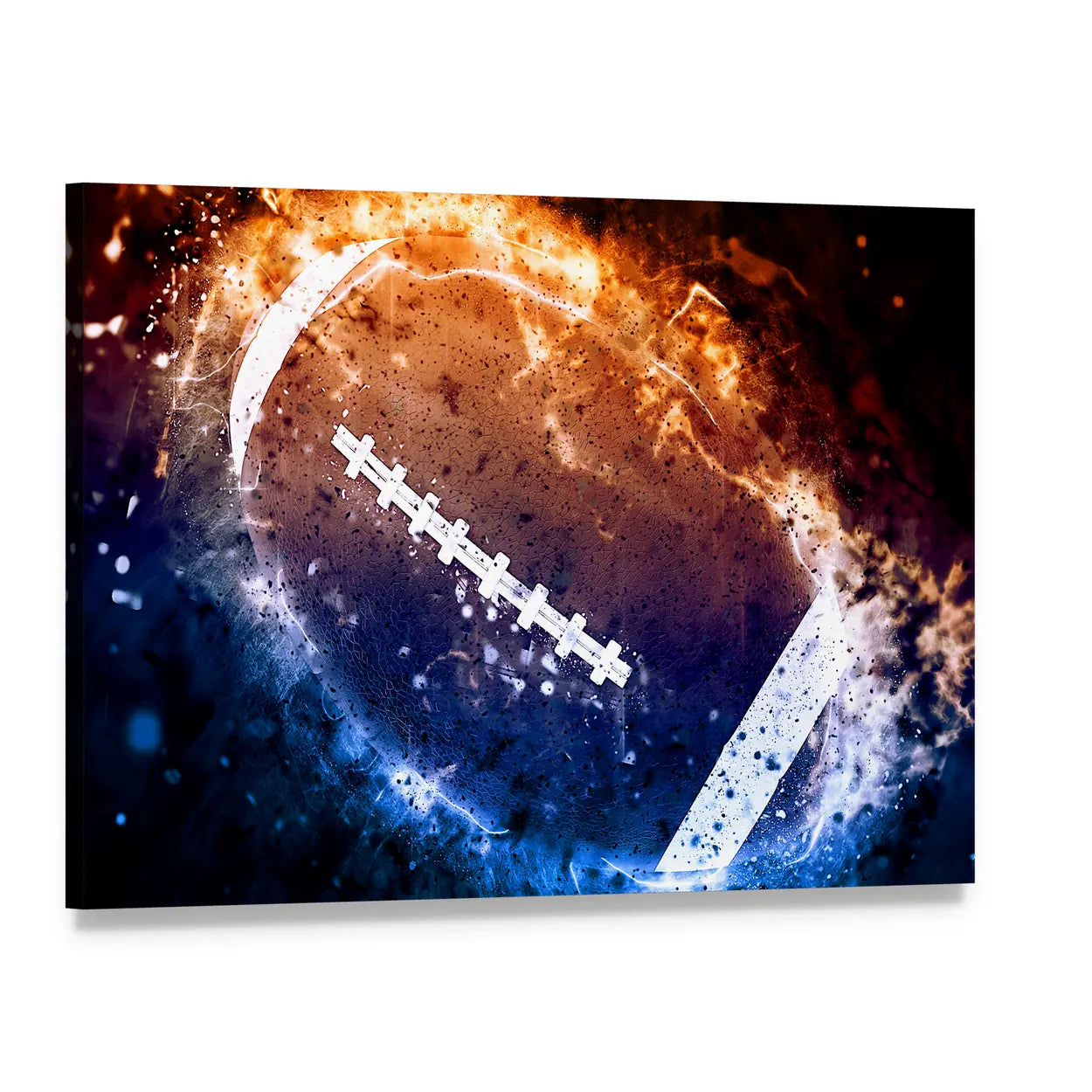 American Football Canvas Wall Art, single panel gallery wrapped canvas, angled product view