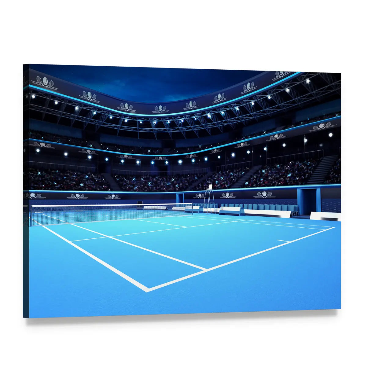 Tennis Court Under Stadium Lights Canvas Wall Art, single panel gallery wrapped canvas, angled product view