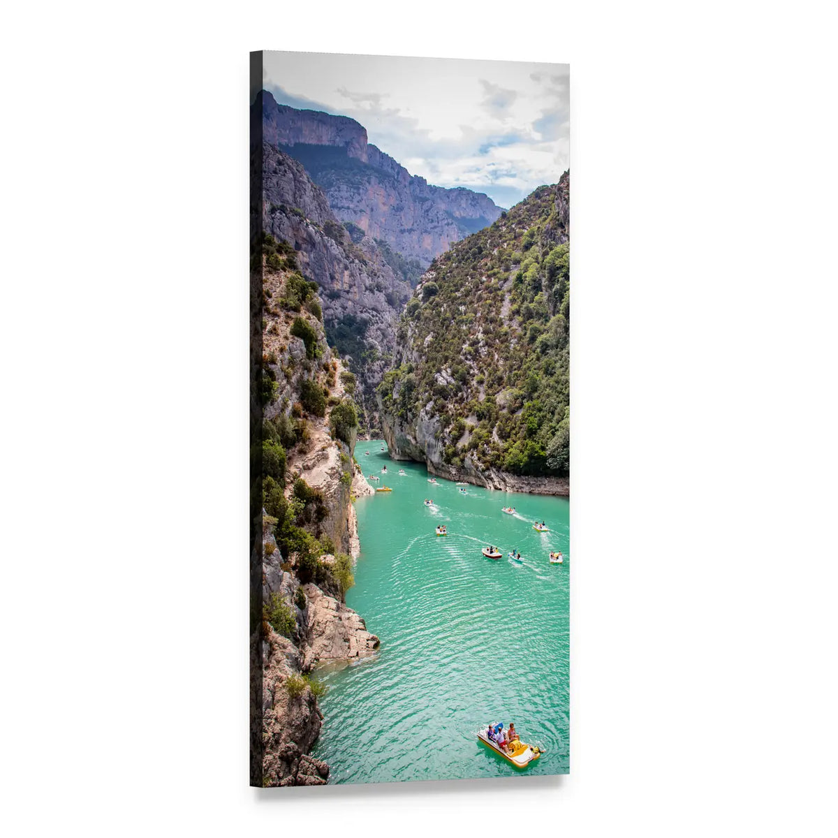 Verdon River Gorge, France Vertical Canvas Wall Art, 1 panel 1 Vertical layout gallery wrapped canvas set, angled product view