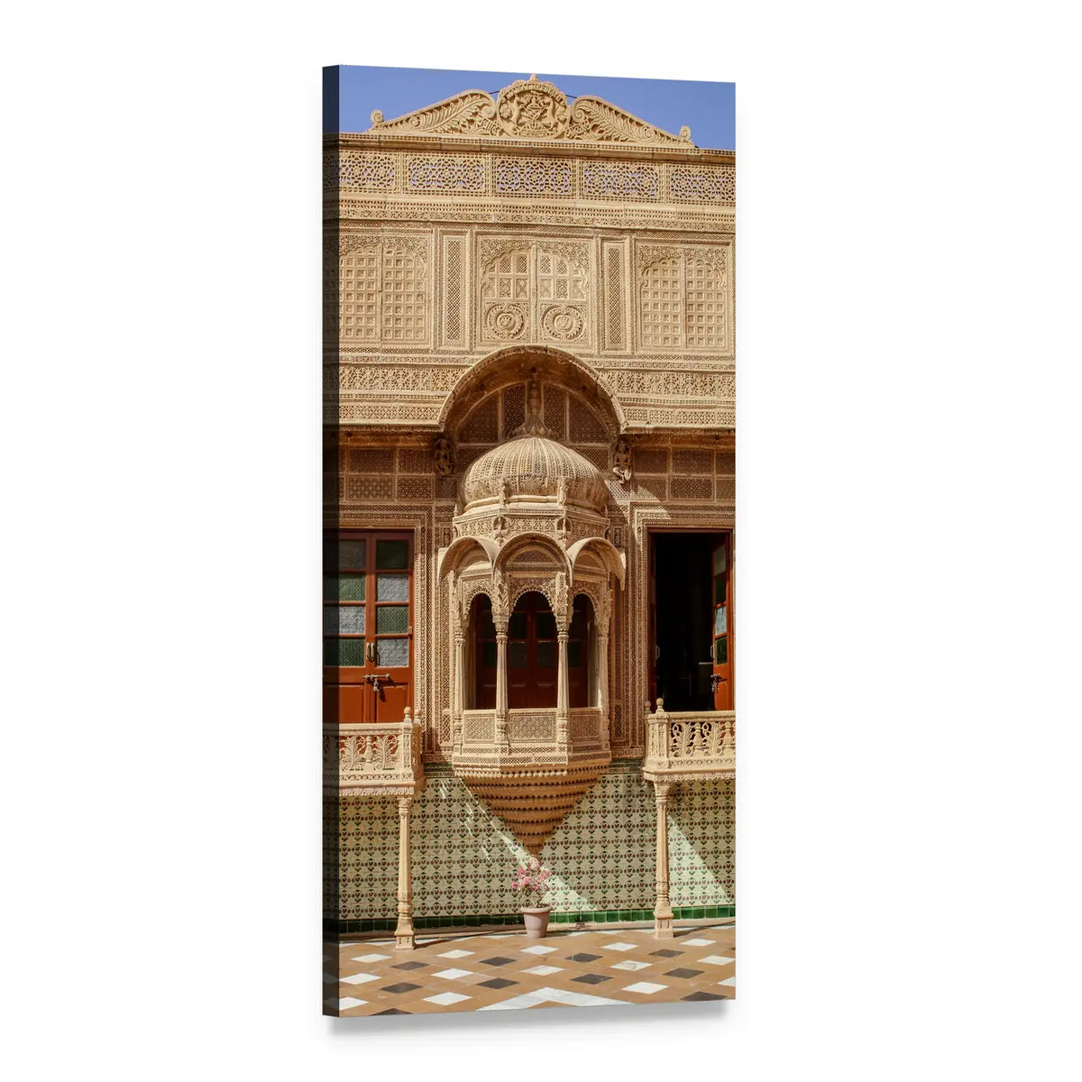 Jaisalmer Sandstone Facade Vertical Canvas Wall Art, 1 panel 1 Vertical layout gallery wrapped canvas set, angled product view
