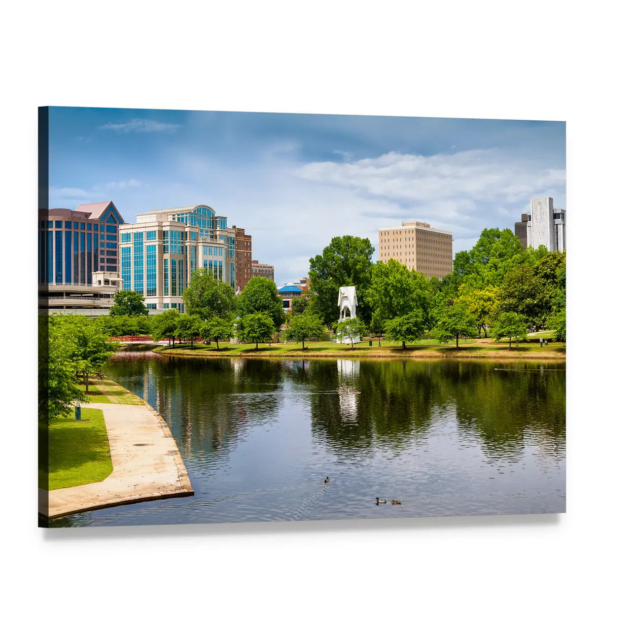 Downtown Huntsville Skyline Canvas Wall Art, single panel gallery wrapped canvas, angled product view