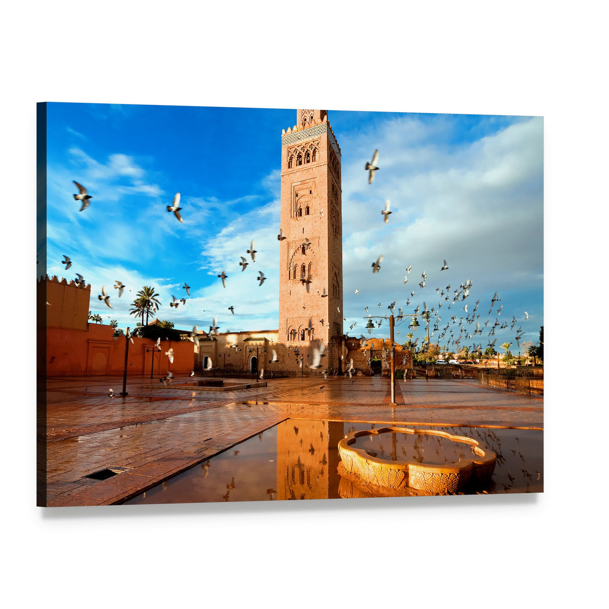Koutoubia Mosque, Morocco Canvas Wall Art, single panel gallery wrapped canvas, angled product view