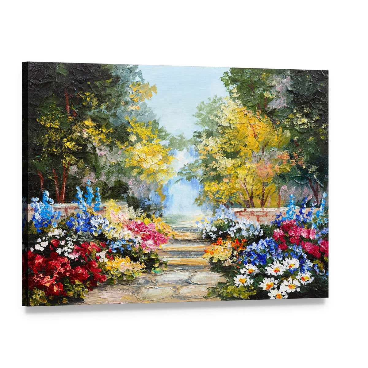 Summer Forest with Flowers Canvas Wall Art, single panel gallery wrapped canvas, angled product view