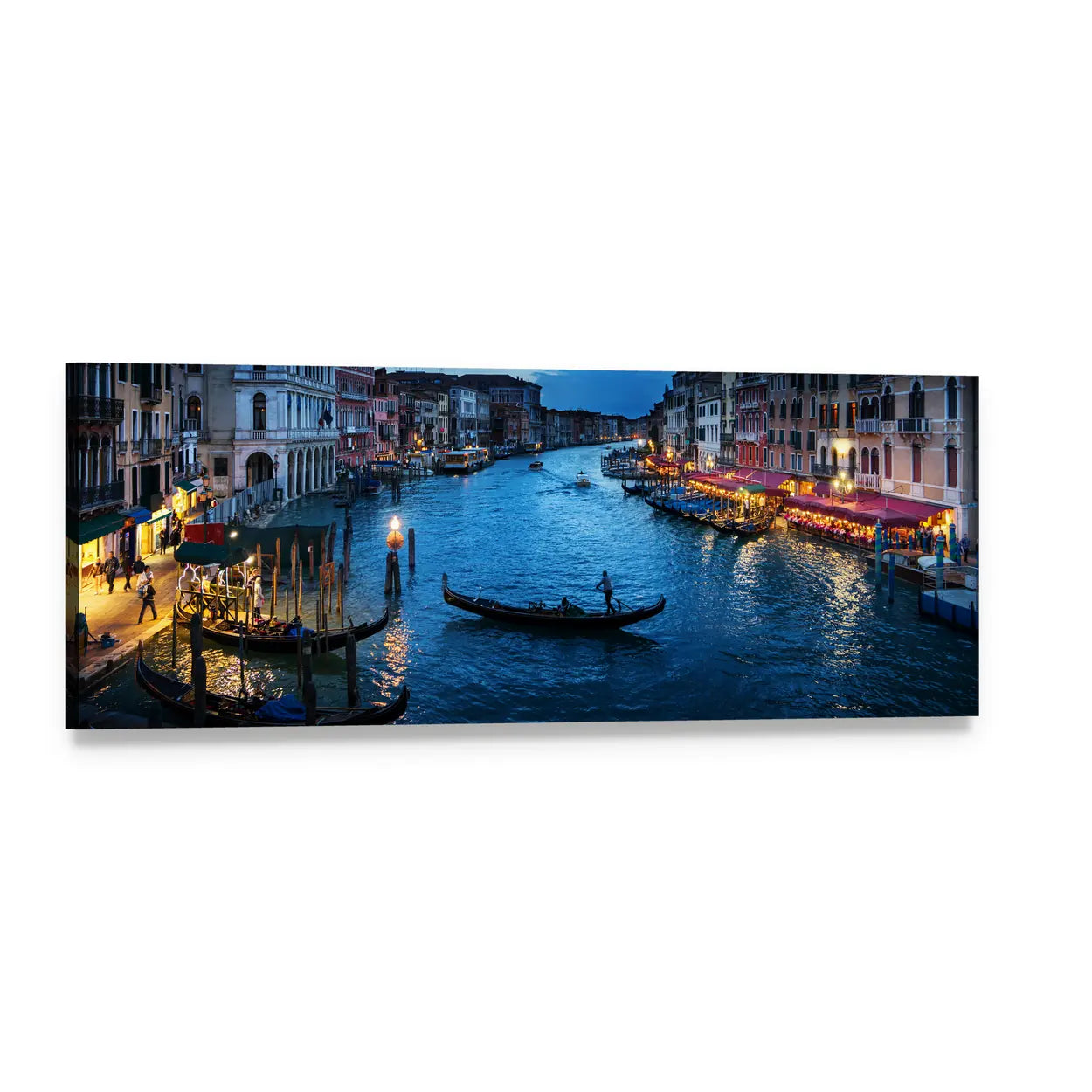 Venice Grand Canal at Dusk Panoramic Canvas Wall Art, single panel gallery wrapped canvas, angled product view