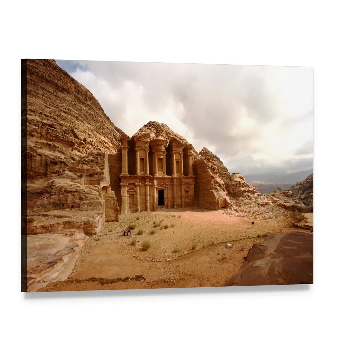 Monastery at Petra, Jordan Canvas Wall Art, single panel gallery wrapped canvas, angled product view
