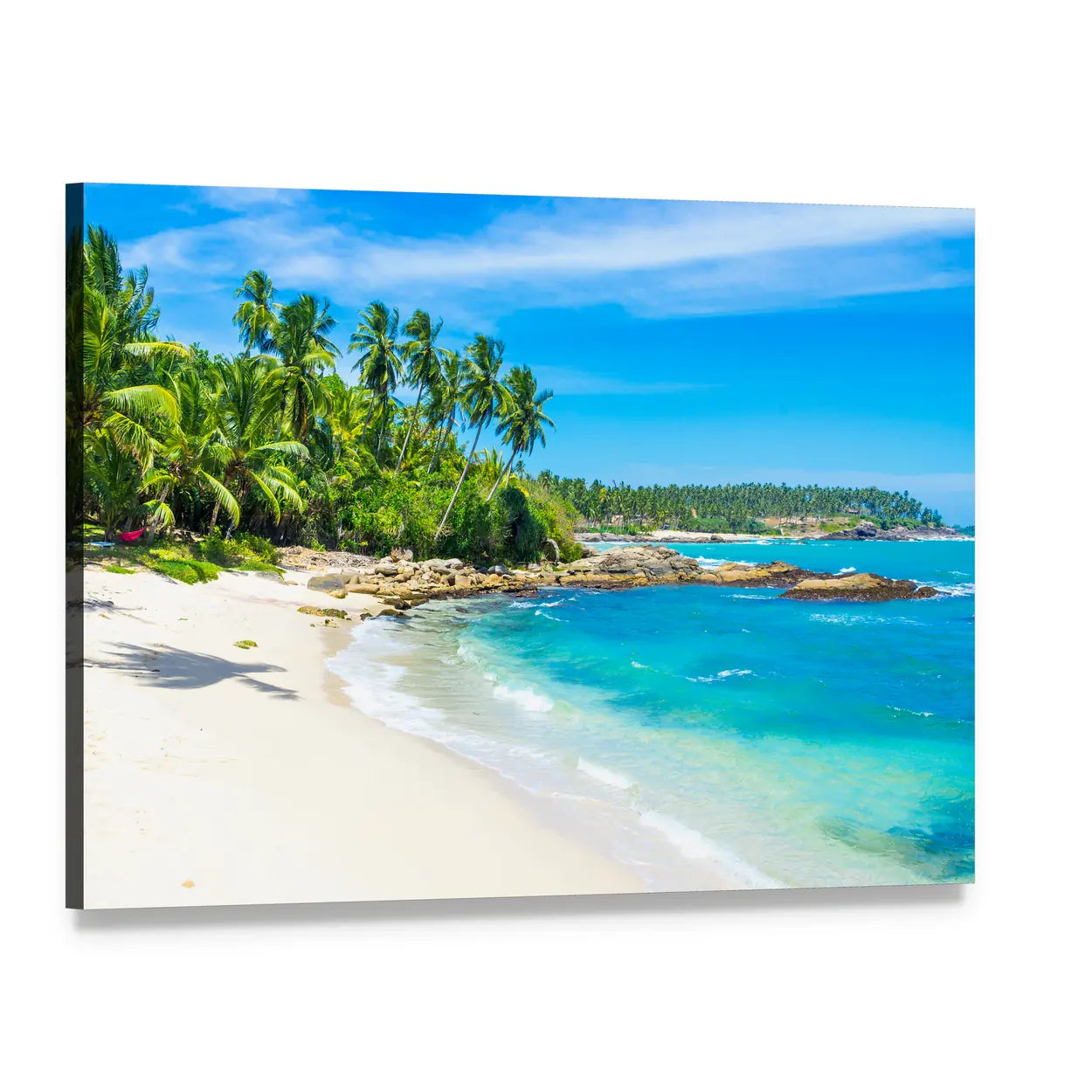 Tropical Beach In Sri Lanka Canvas Wall Art, single panel gallery wrapped canvas, angled product view