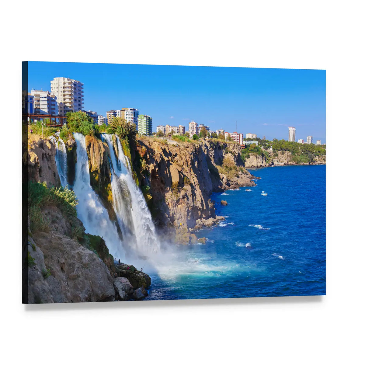 Duden Waterfall in Antalya Canvas Wall Art, single panel gallery wrapped canvas, angled product view