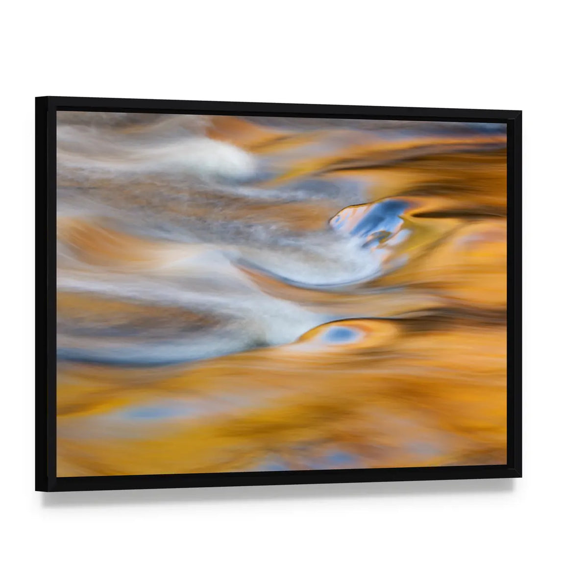 Bond Falls Rapids In USA Canvas Wall Art, framed canvas in a black floater frame, angled product view