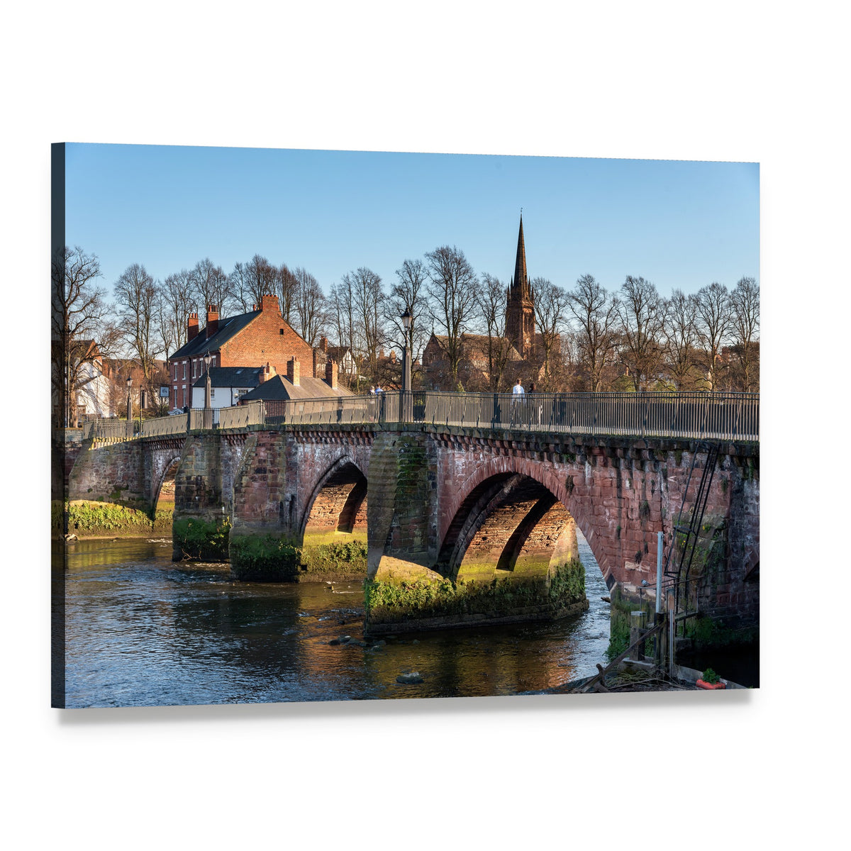 Grosvenor Bridge Over River Canvas Wall Art, single panel gallery wrapped canvas, angled product view