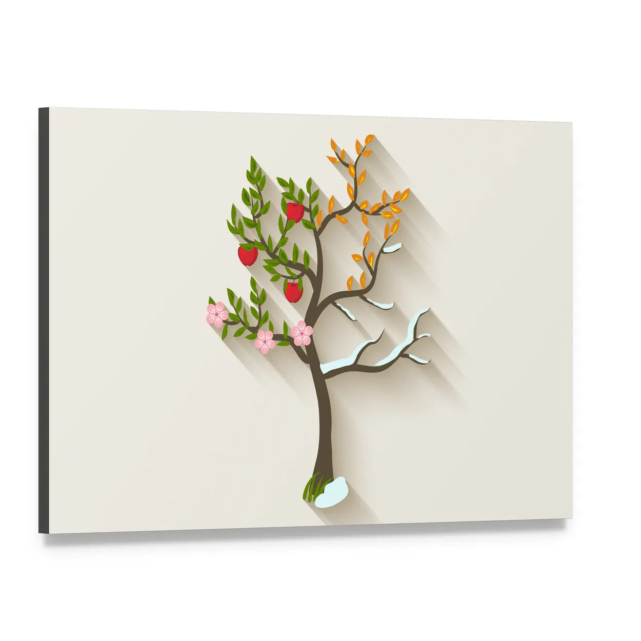 Four Seasons Tree Canvas Wall Art, single panel gallery wrapped canvas, angled product view
