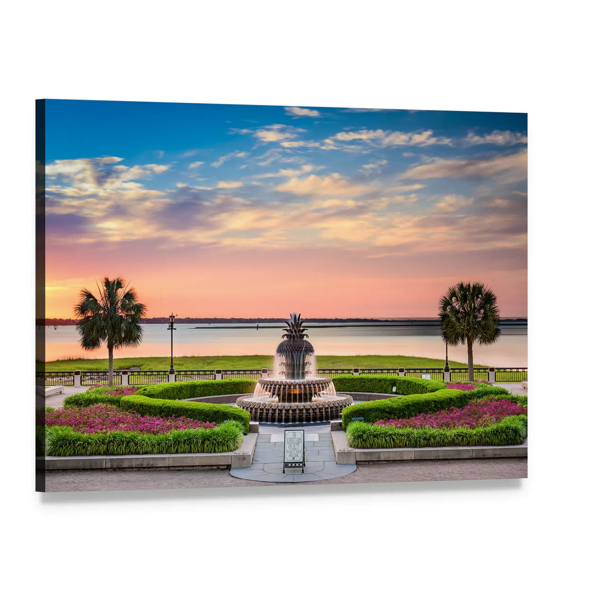 Pineapple Fountain at Waterfront Park Canvas Wall Art, single panel gallery wrapped canvas, angled product view