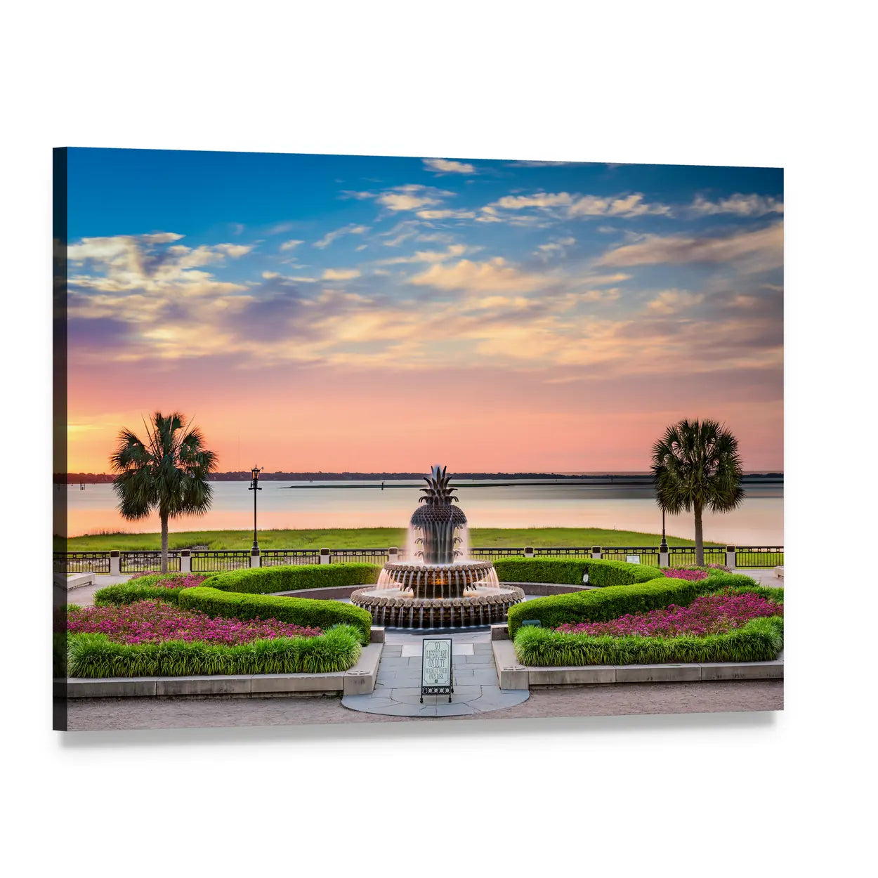 Pineapple Fountain at Waterfront Park Canvas Wall Art, single panel gallery wrapped canvas, angled product view