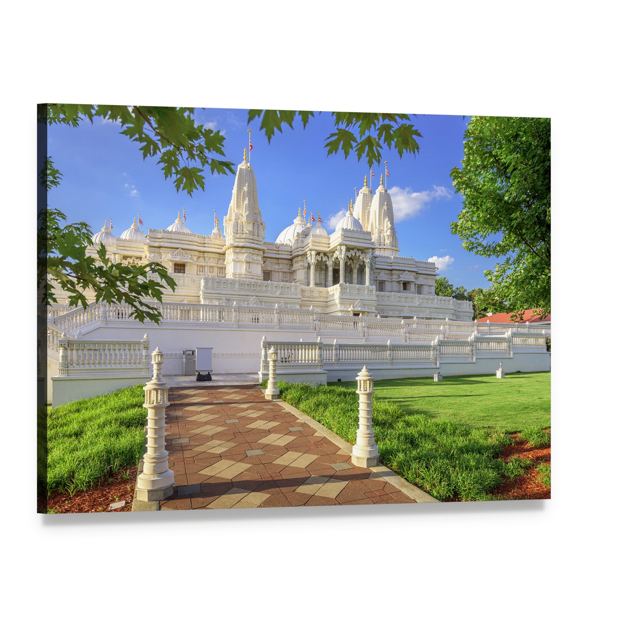 Hindu Temple in Atlanta with Sky Canvas Wall Art, single panel gallery wrapped canvas, angled product view