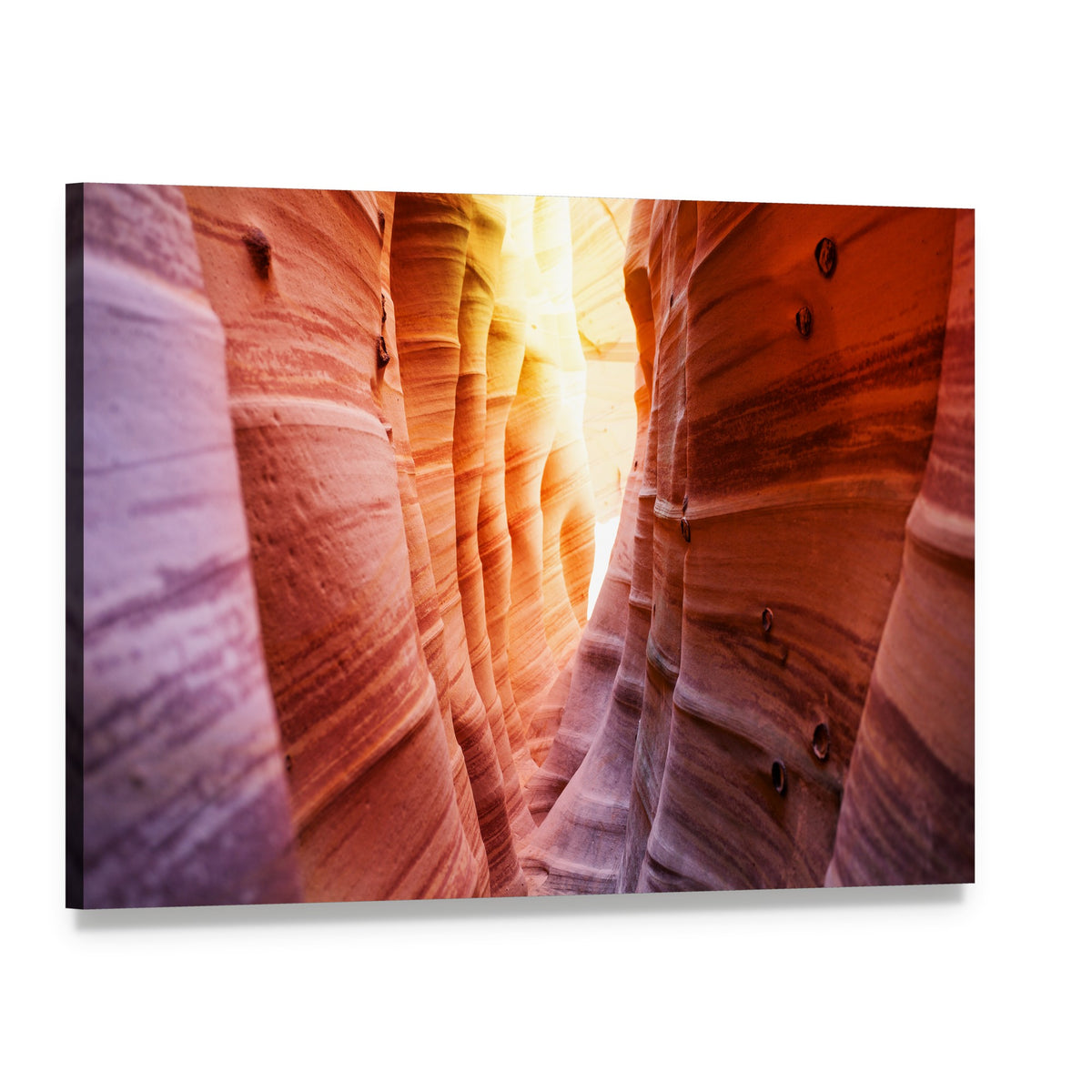Zebra Slot Canyon Utah Canvas Wall Art, single panel gallery wrapped canvas, angled product view