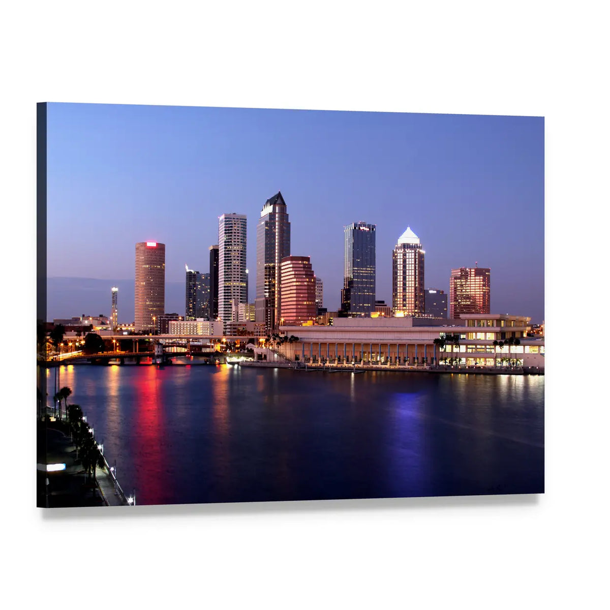 Tampa Skyline Canvas Wall Art, single panel gallery wrapped canvas, angled product view