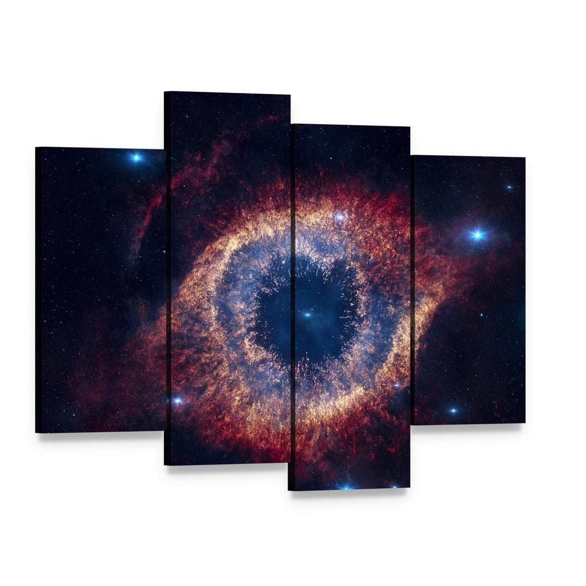 The Helix Nebula Eye of God Canvas Wall Art, 4 panel 4 Pop layout gallery wrapped canvas set, angled product view