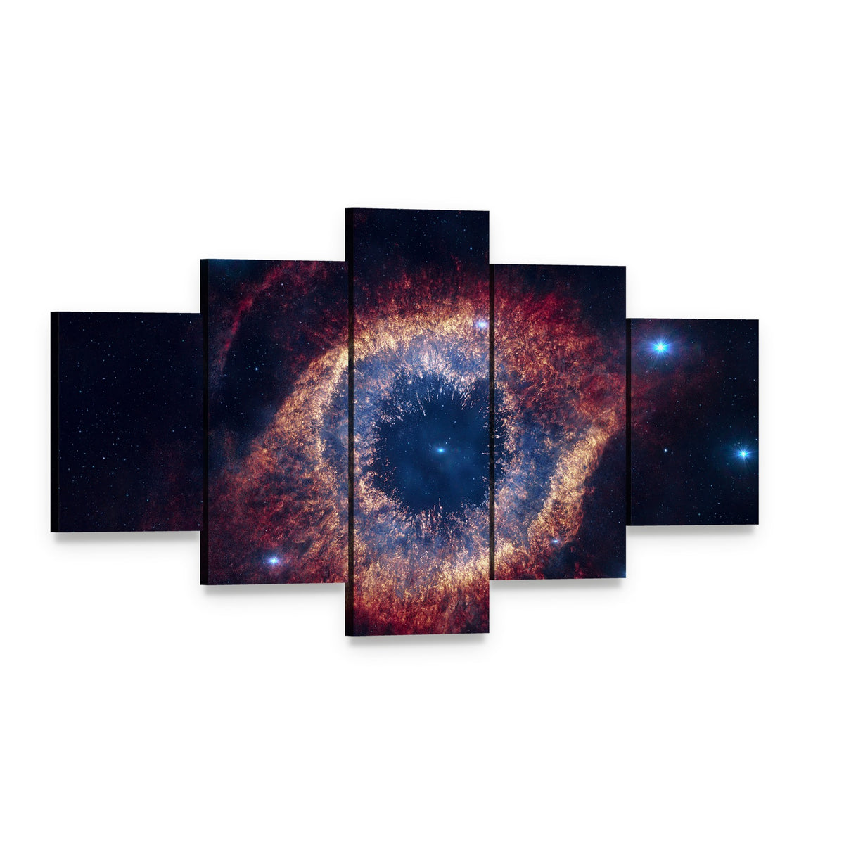 The Helix Nebula Eye of God Canvas Wall Art, 5 panel 5 Star layout gallery wrapped canvas set, angled product view