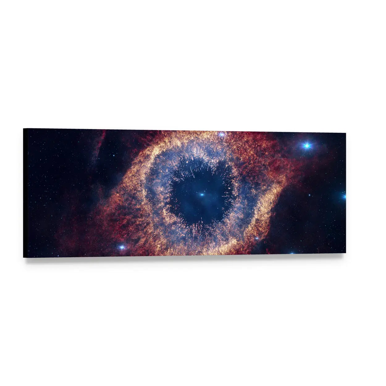 Helix Nebula Cosmic Eye Panoramic Canvas Wall Art, single panel gallery wrapped canvas, angled product view