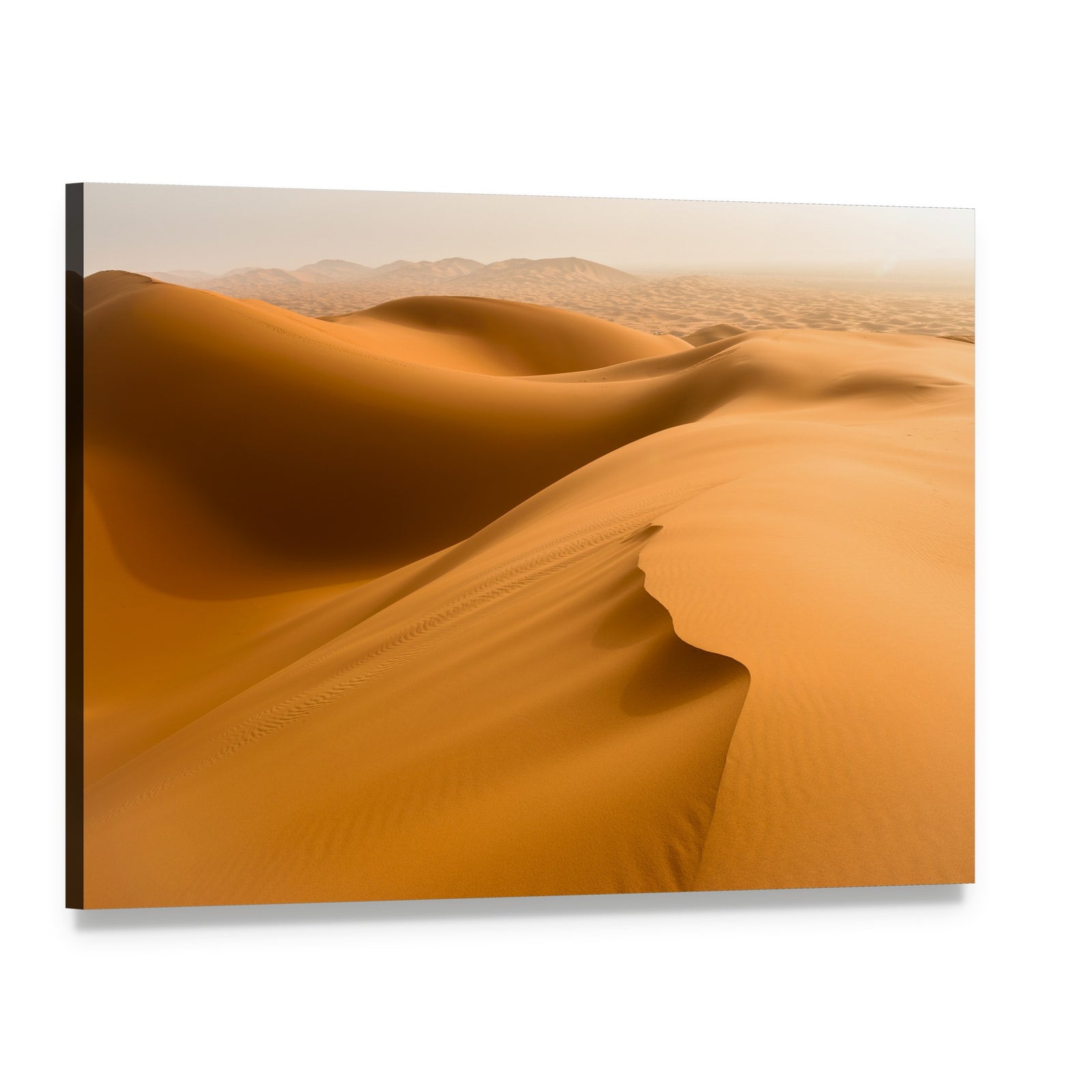 Serene Sand Dunes of Merzouga Canvas Wall Art, single panel gallery wrapped canvas, angled product view