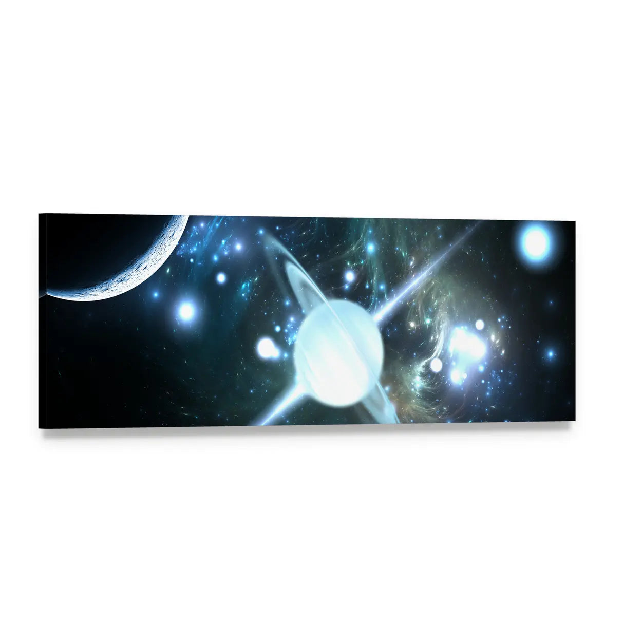 Rotating Neutron Star Panoramic Canvas Wall Art, single panel gallery wrapped canvas, angled product view