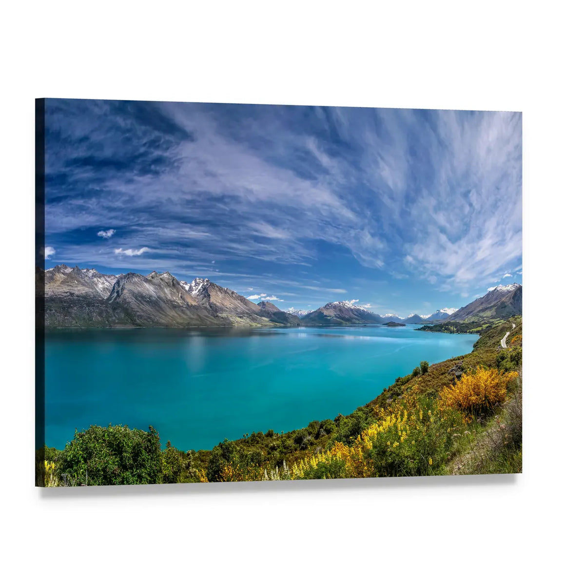 Lake Wakatipu New Zealand Canvas Wall Art, single panel gallery wrapped canvas, angled product view