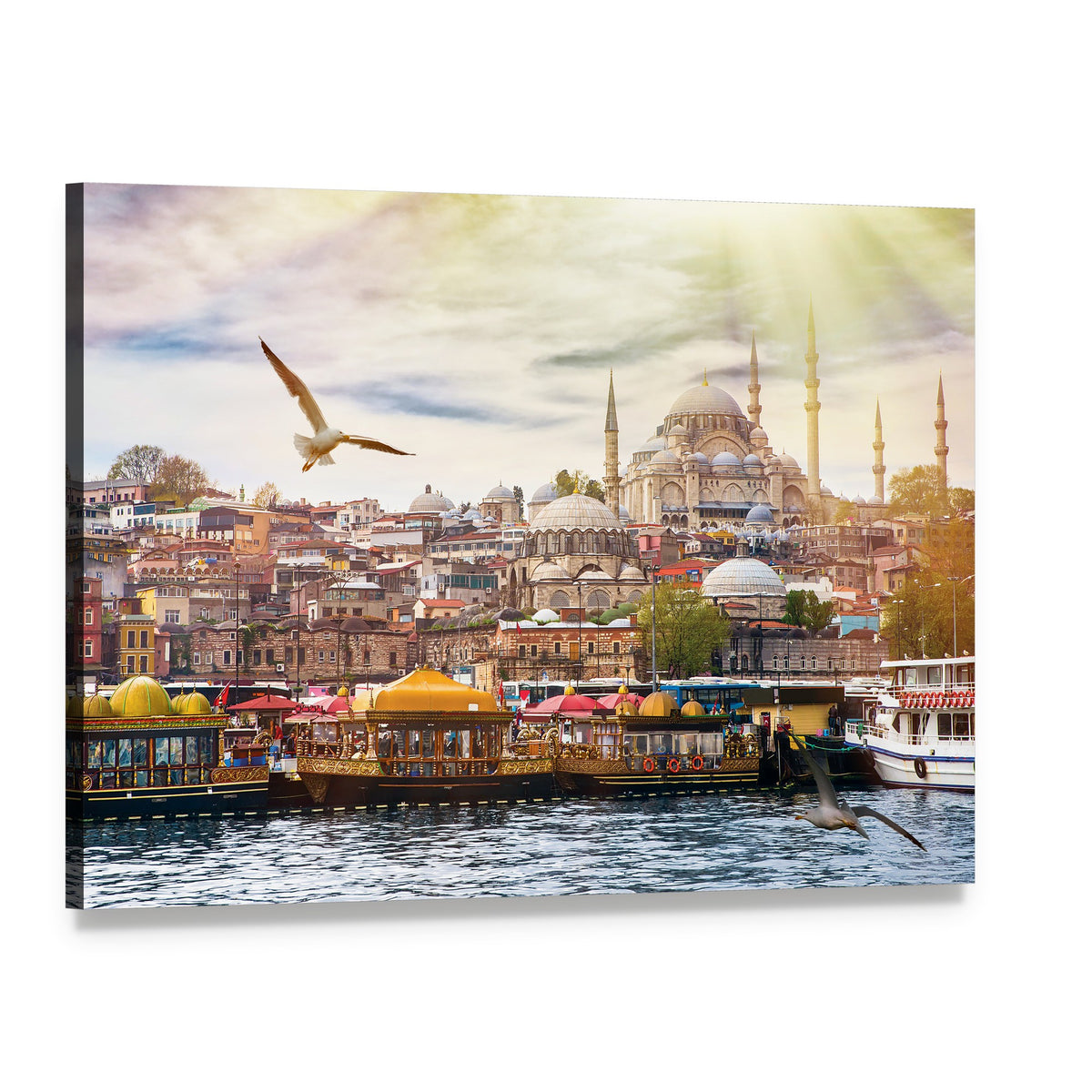 Istanbul Cityscape Canvas Wall Art, single panel gallery wrapped canvas, angled product view