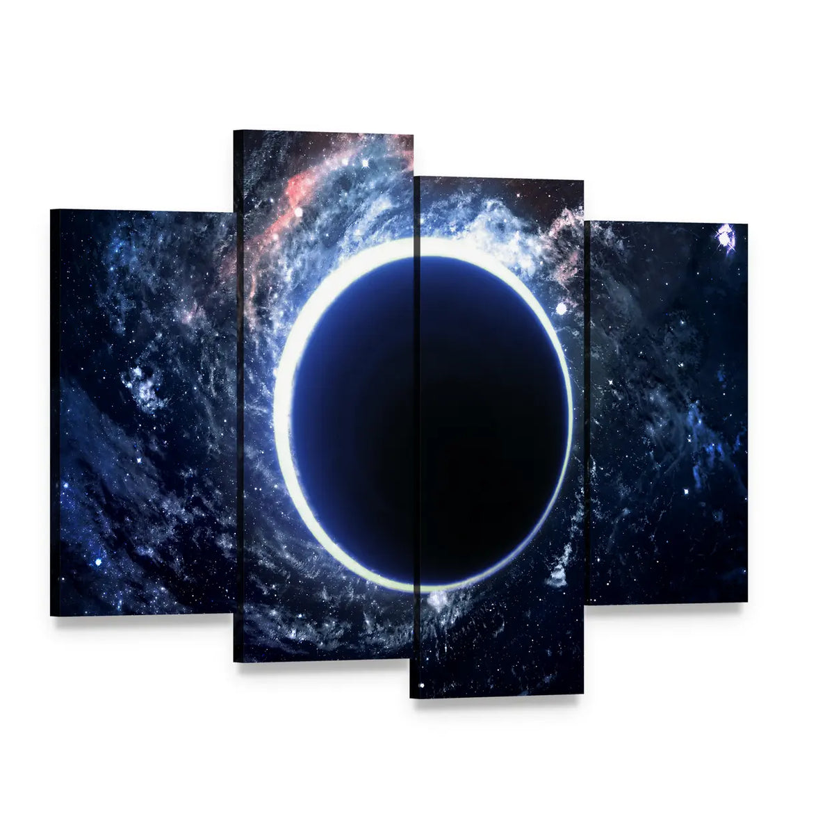Supermassive Black Hole Canvas Wall Art, 4 panel 4 Pop layout gallery wrapped canvas set, angled product view