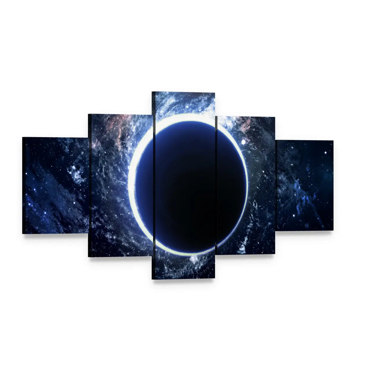 Supermassive Black Hole Canvas Wall Art, 5 panel 5 Star layout gallery wrapped canvas set, angled product view