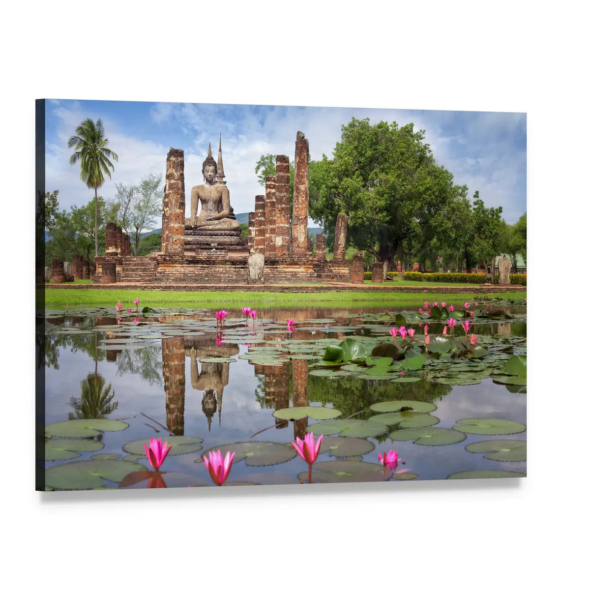 Wat Mahathat, Sukhothai Historical Park Canvas Wall Art, single panel gallery wrapped canvas, angled product view