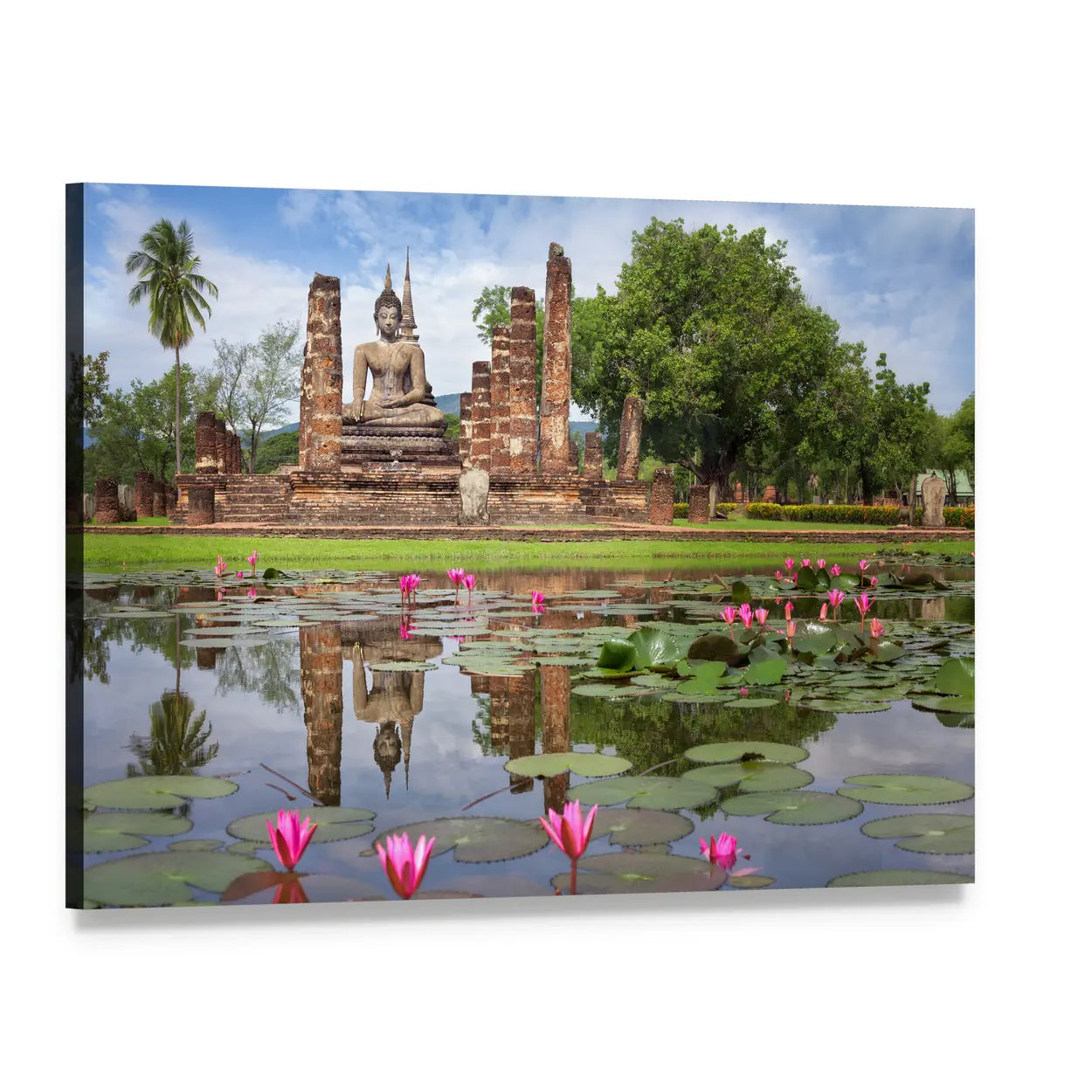 Wat Mahathat, Sukhothai Historical Park Canvas Wall Art, single panel gallery wrapped canvas, angled product view