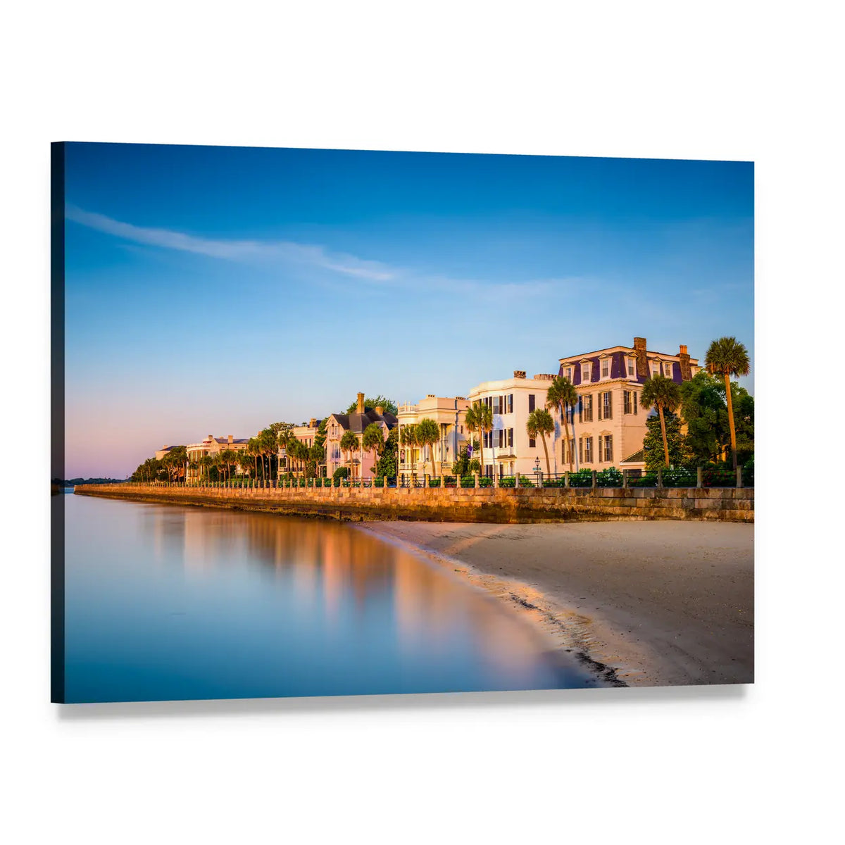 Charleston Waterfront Houses Canvas Wall Art, single panel gallery wrapped canvas, angled product view