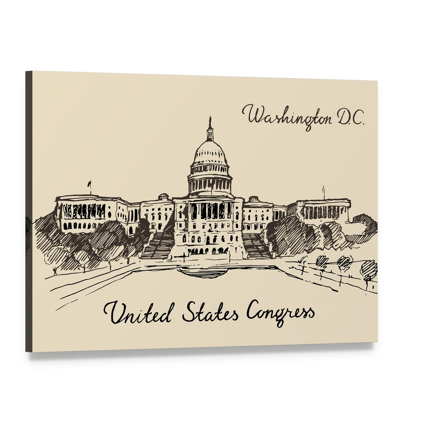 United States Capitol Building, Washington D.c. Canvas Wall Art, single panel gallery wrapped canvas, angled product view