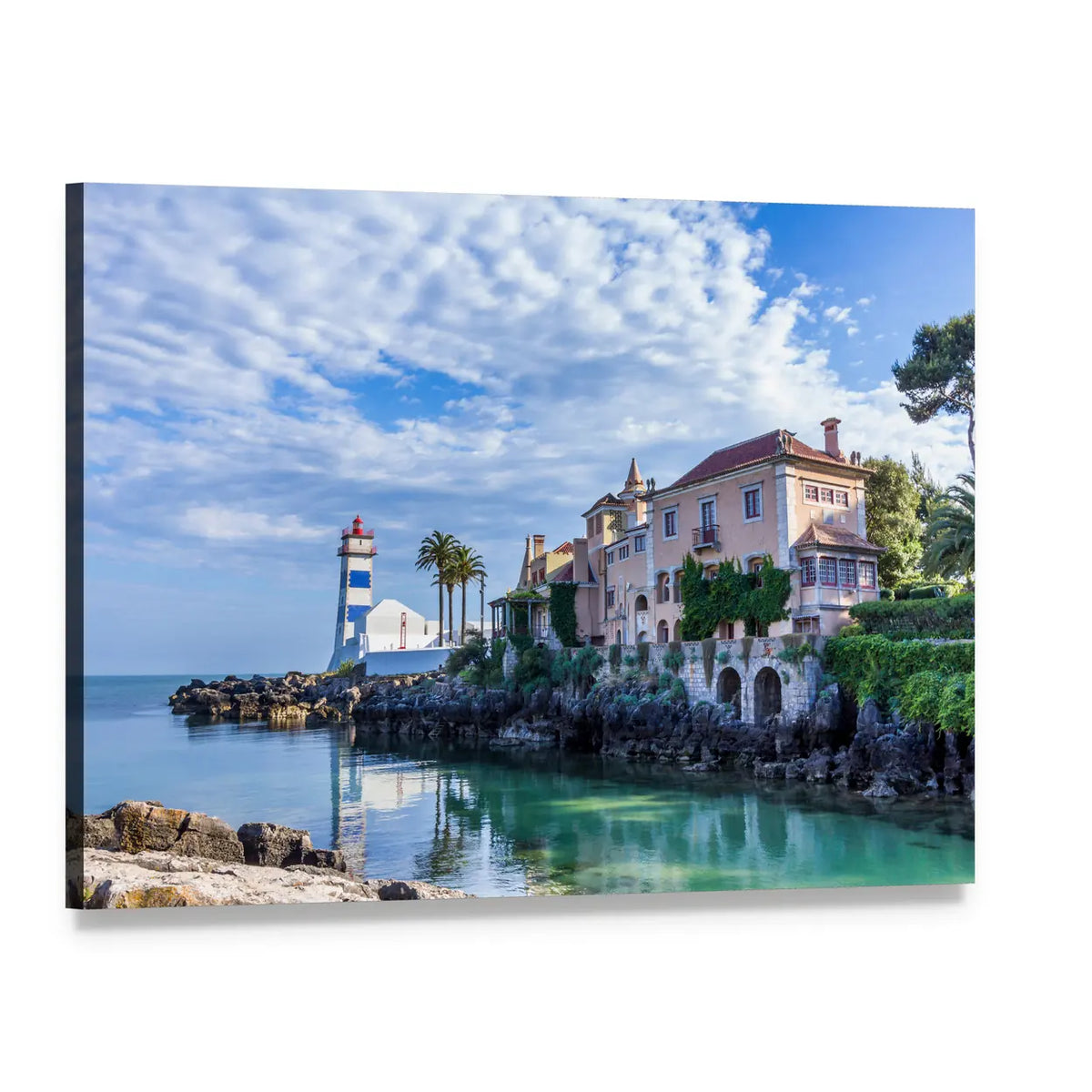 Santa Marta Lighthouse and Museum, Cascais Canvas Wall Art, single panel gallery wrapped canvas, angled product view