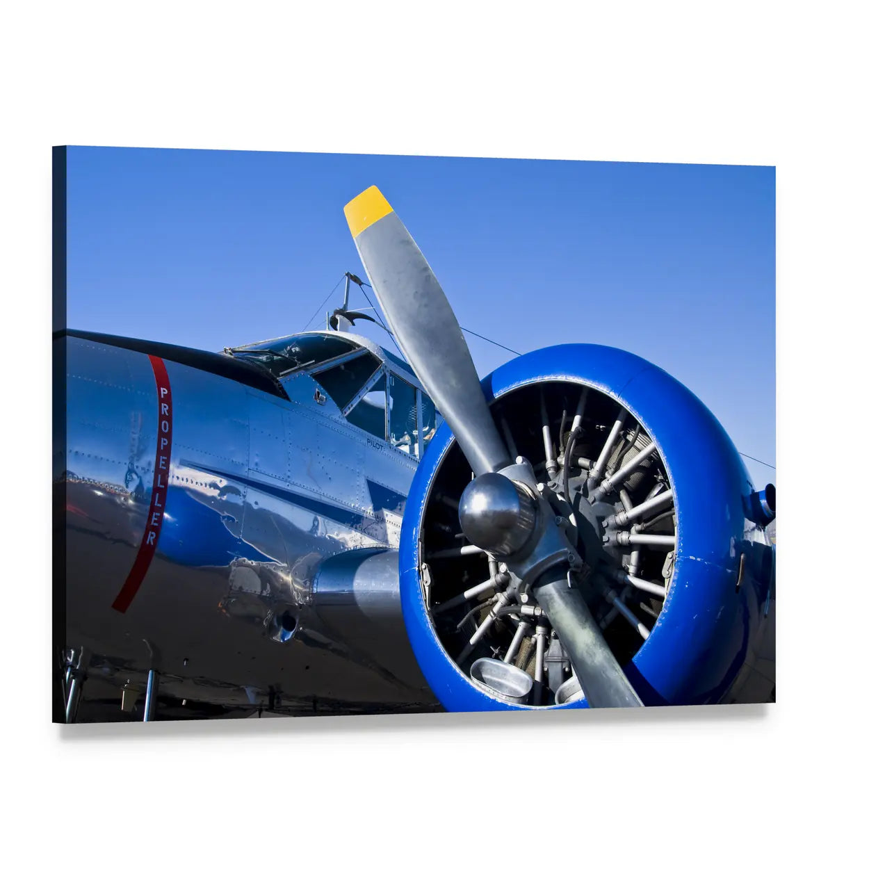 Vintage Military Airplane Close-up Canvas Wall Art, single panel gallery wrapped canvas, angled product view