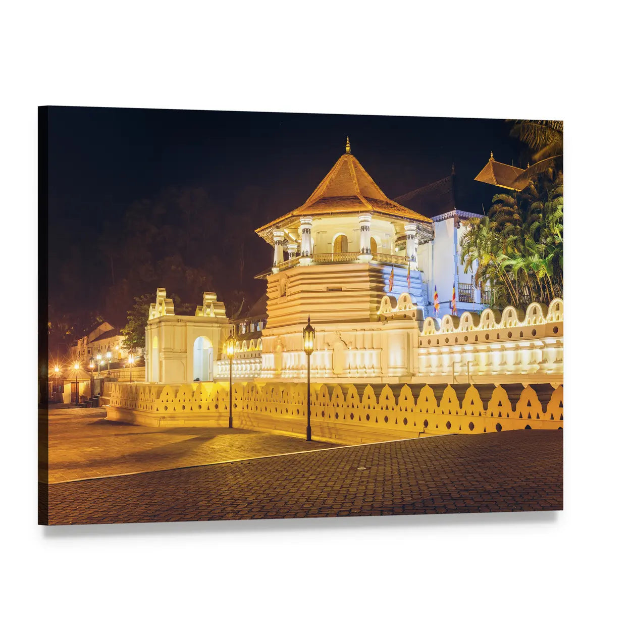 Temple of Buddha Tooth Canvas Wall Art, single panel gallery wrapped canvas, angled product view