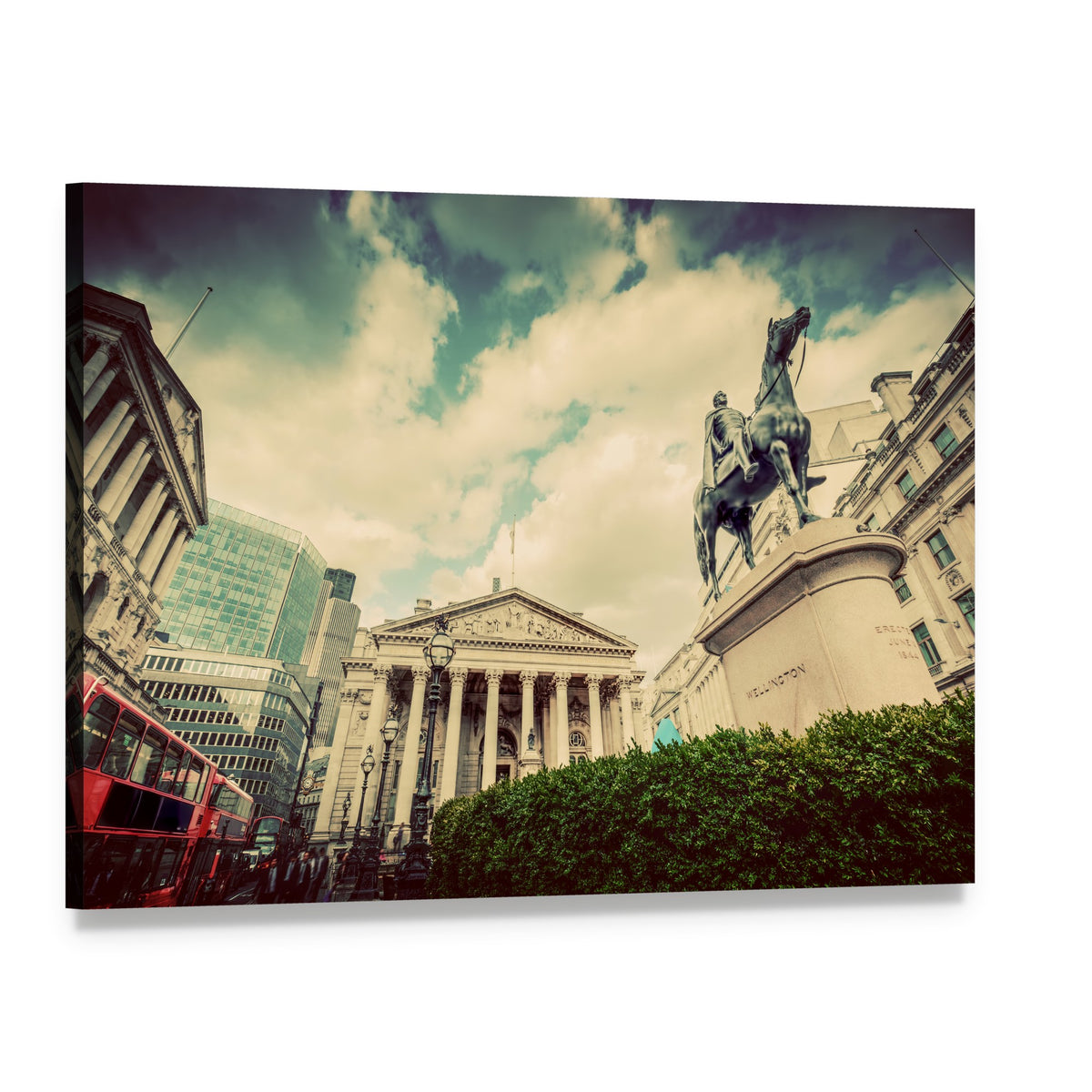 Royal Exchange in London Scene Canvas Wall Art, single panel gallery wrapped canvas, angled product view