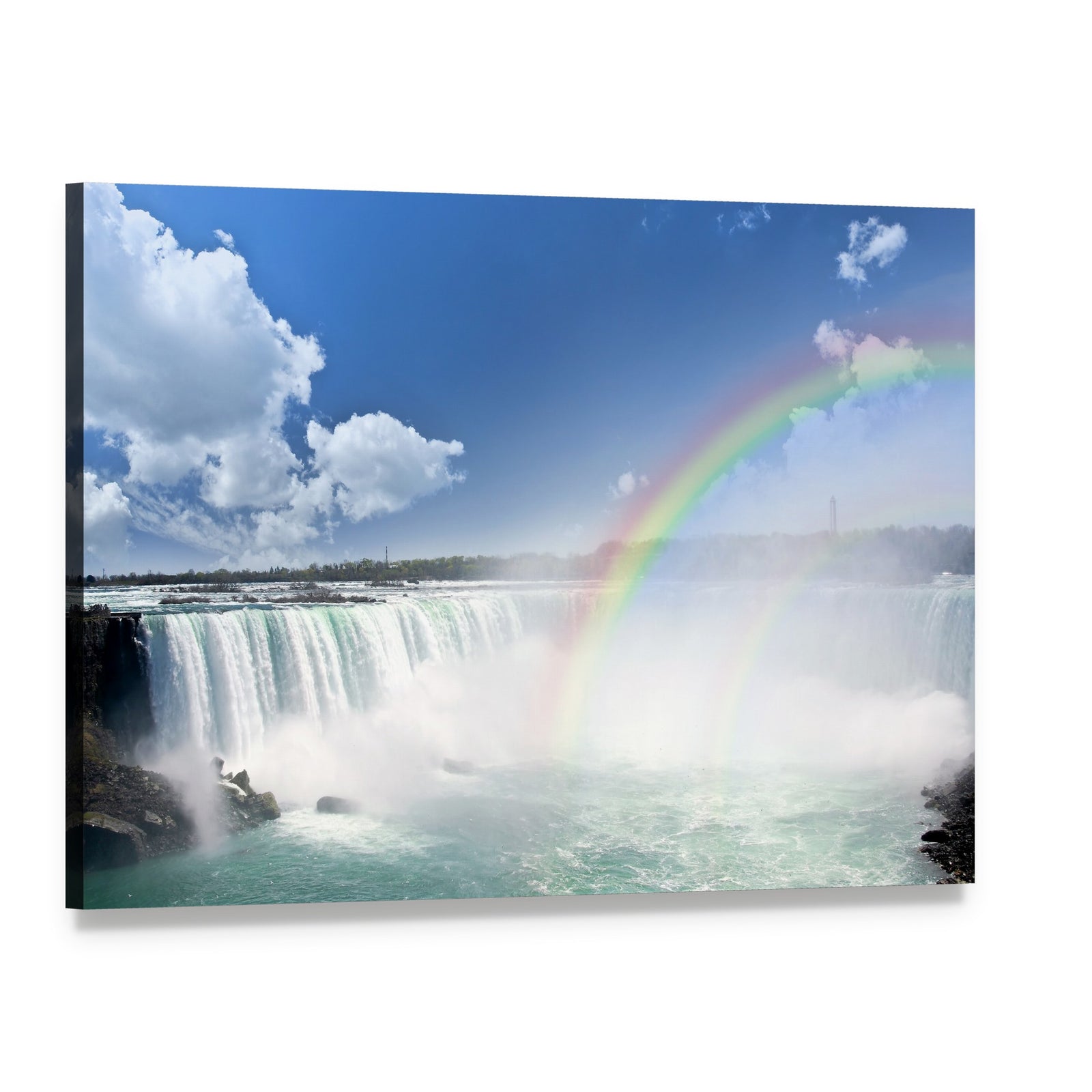 Spectacular Rainbows at Niagara Falls Canvas Wall Art, single panel gallery wrapped canvas, angled product view