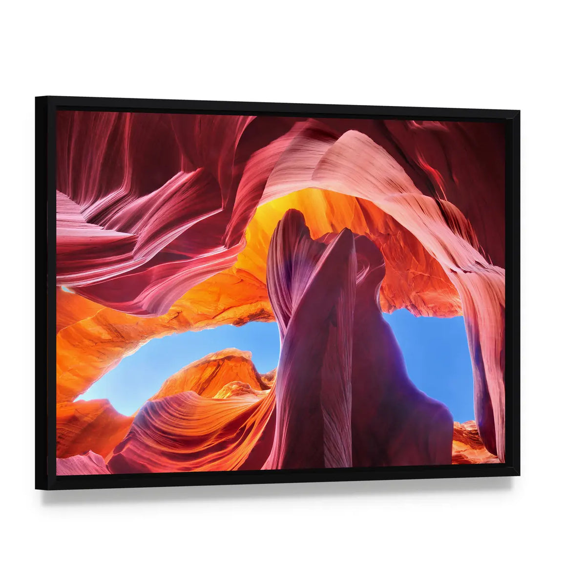 Antelope Canyon In Navajo Reservation Arizona Canvas Wall Art, framed canvas in a black floater frame, angled product view