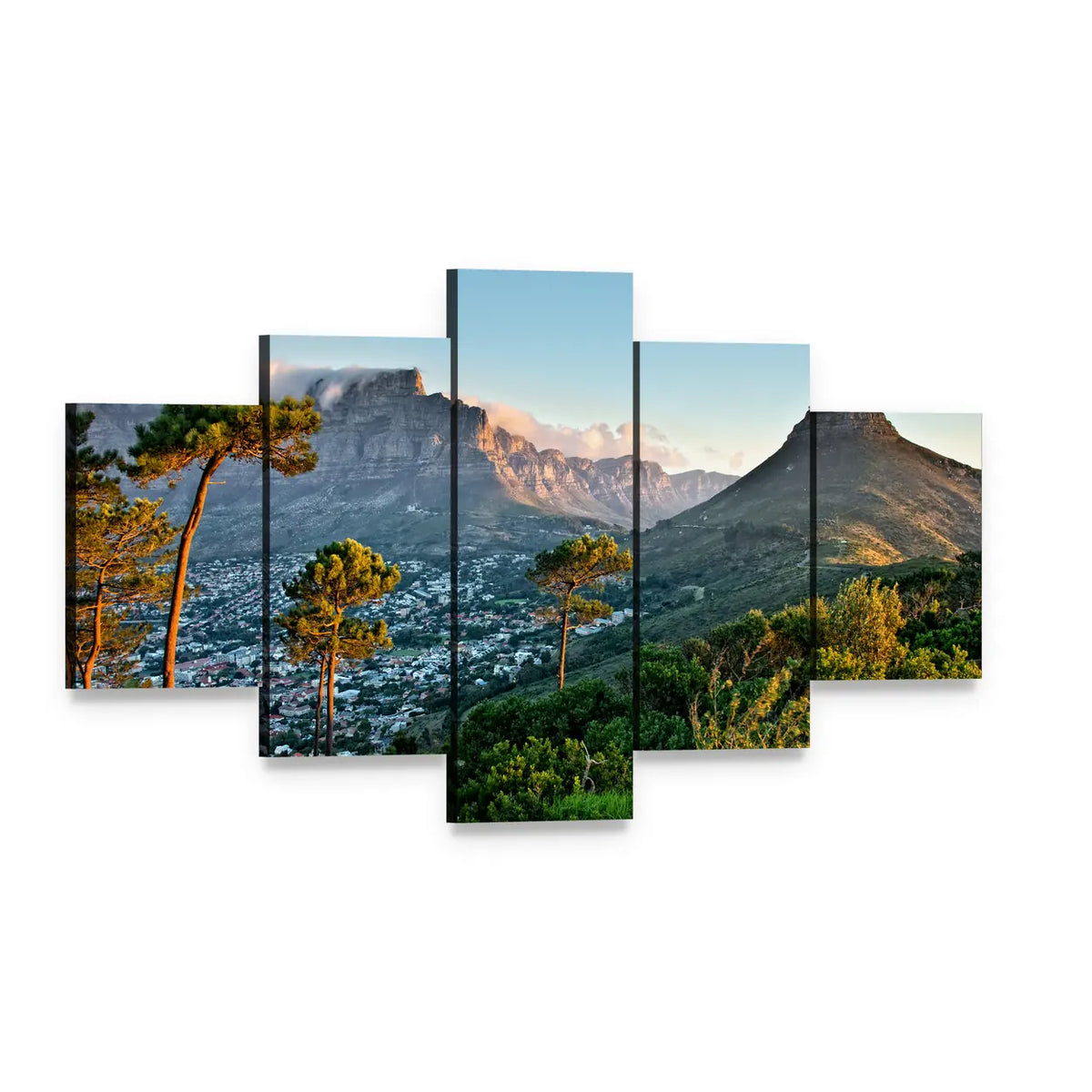 Signal Hill in Cape Town Canvas Wall Art, 5 panel 5 Star layout gallery wrapped canvas set, angled product view