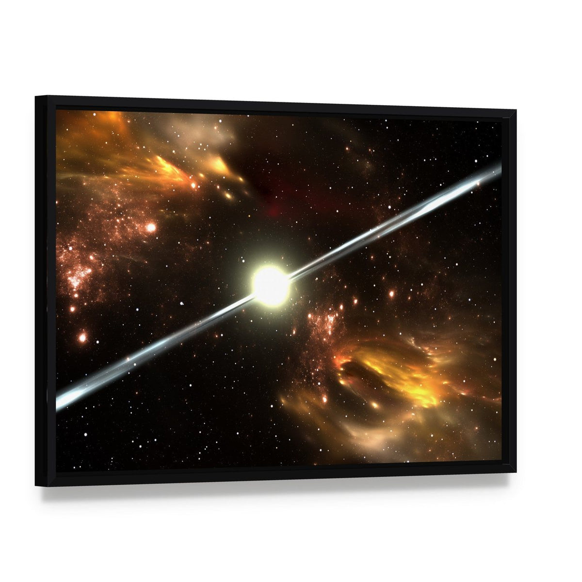 Pulsar Highly Magnetized Canvas Wall Art, framed canvas in a black floater frame, angled product view