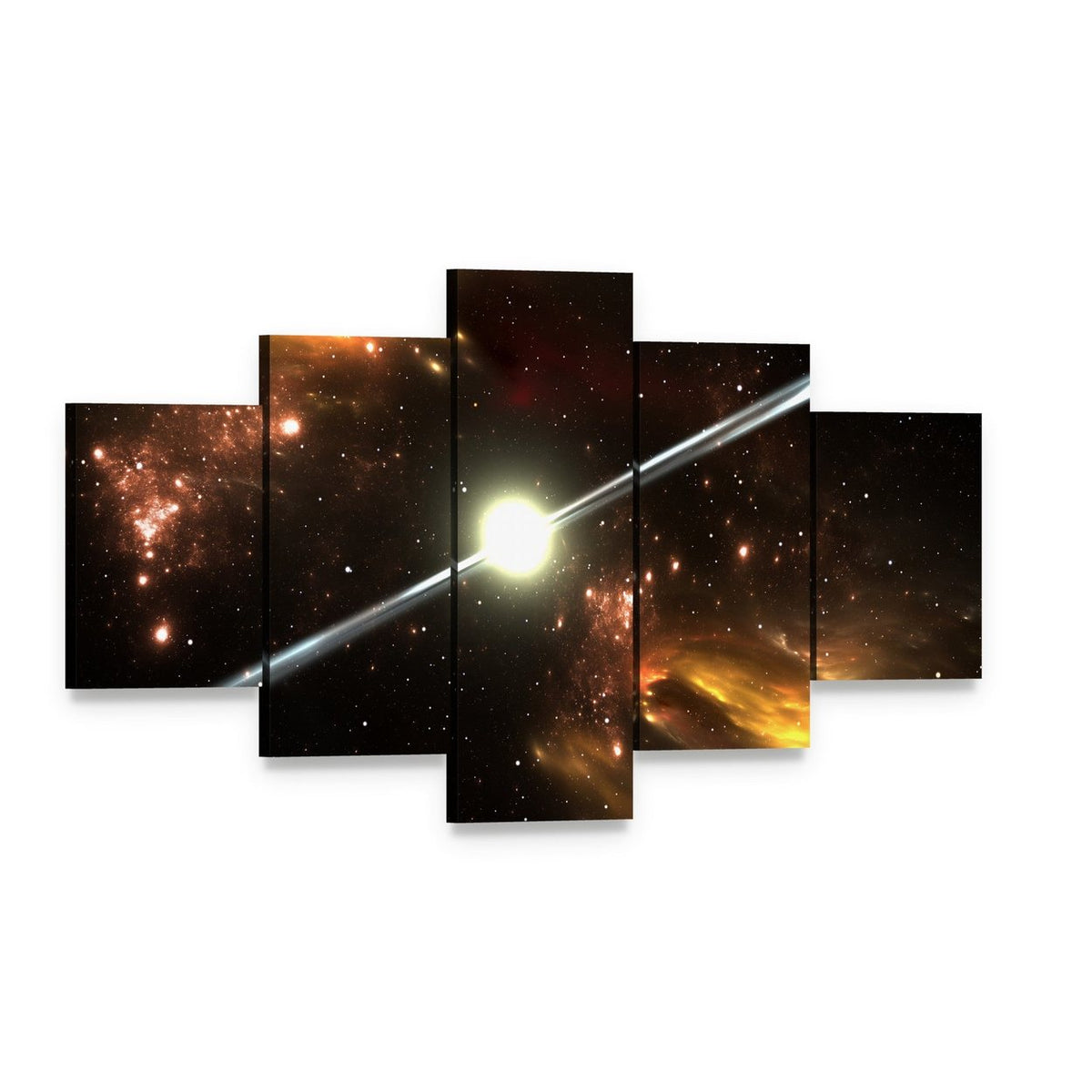 Pulsar Highly Magnetized Canvas Wall Art, 5 panel 5 Star layout gallery wrapped canvas set, angled product view