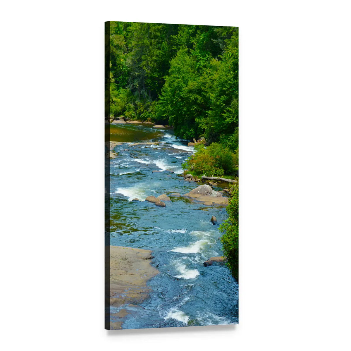 Dupont Forest Waterfall Vertical Canvas Wall Art, 1 panel 1 Vertical layout gallery wrapped canvas set, angled product view