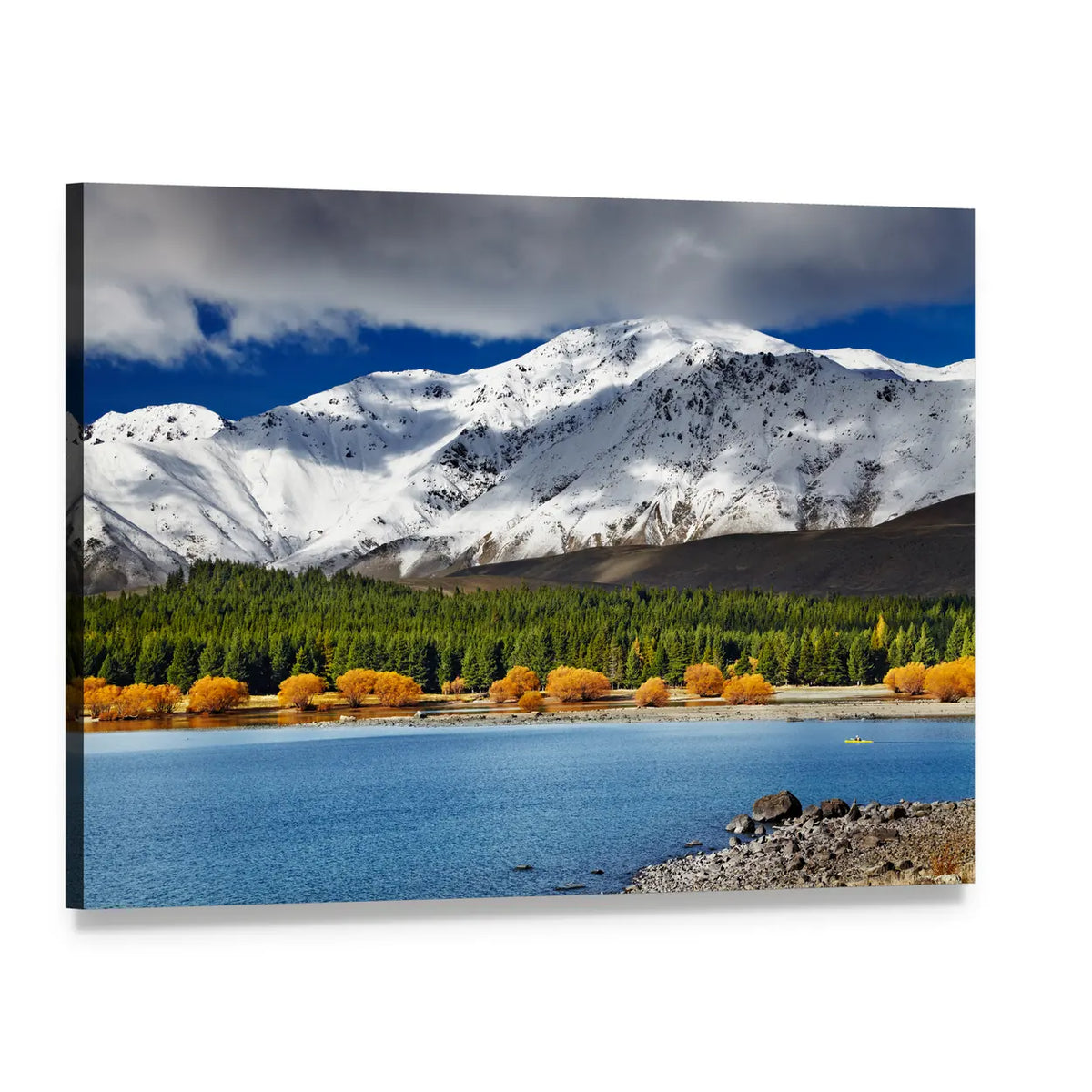 Mountain at Lake Tekapo Canvas Wall Art, single panel gallery wrapped canvas, angled product view