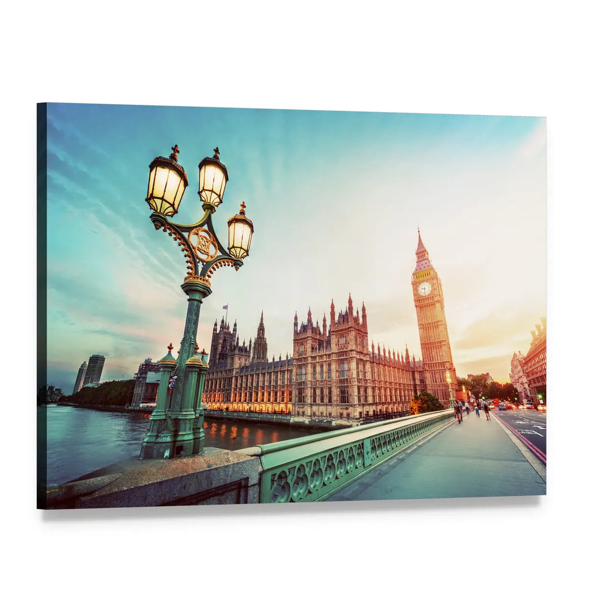 Big Ben at Sunset, London Canvas Wall Art, single panel gallery wrapped canvas, angled product view