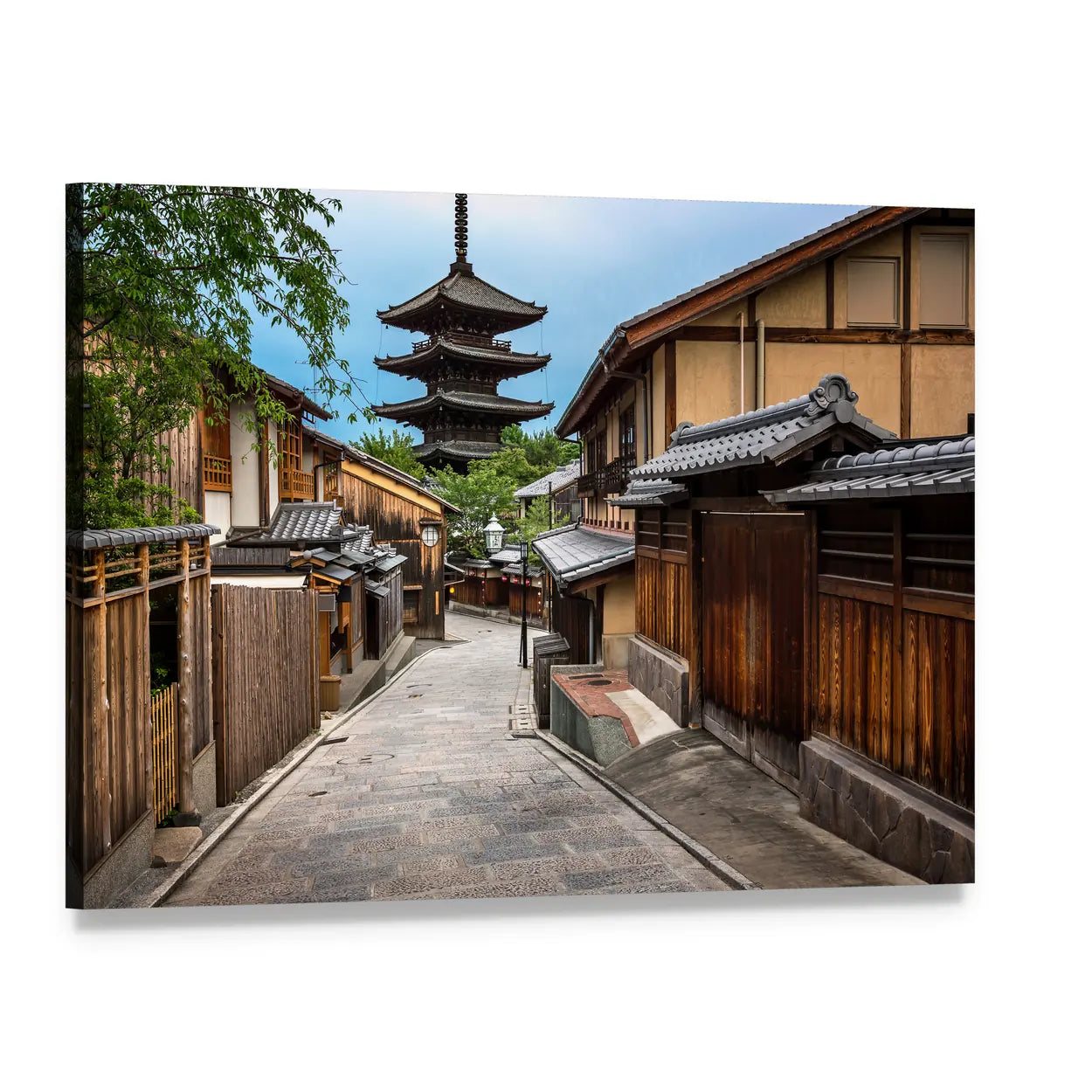 Yasaka Pagoda and Sannen Zaka Street Canvas Wall Art, single panel gallery wrapped canvas, angled product view